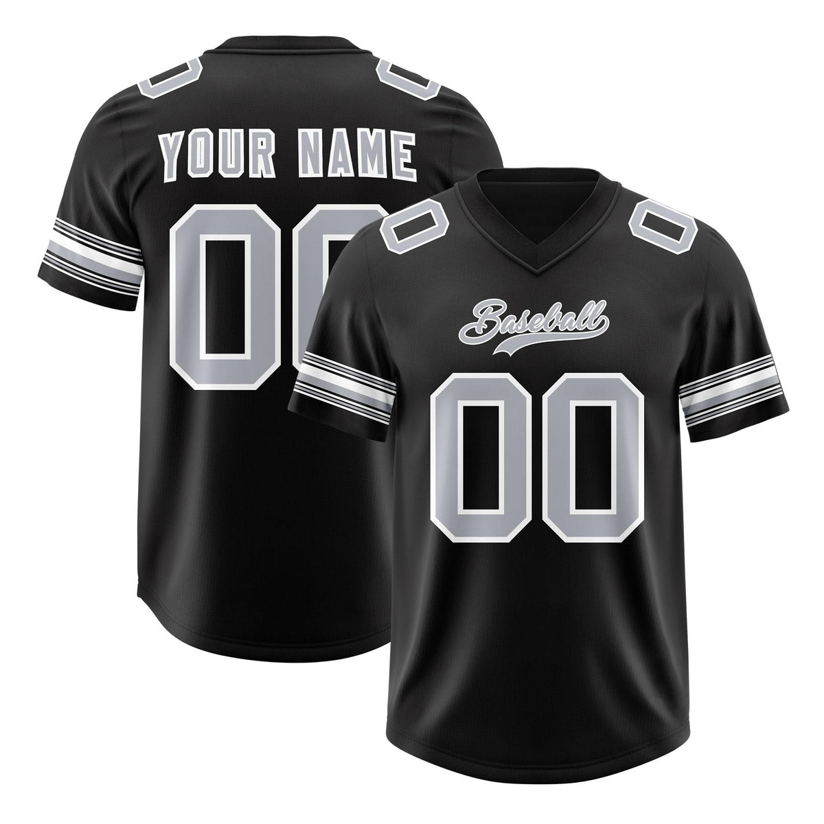Custom Black Silver Retro Personalized Sleeve Line Authentic American Football Jersey
