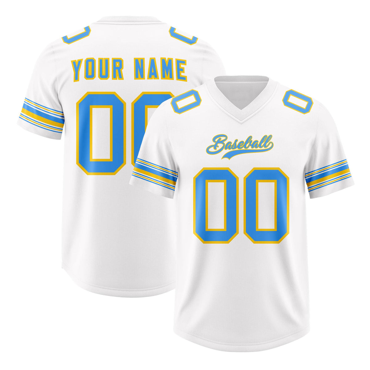 Custom White Powder Blue Retro Personalized Sleeve Line Authentic American Football Jersey