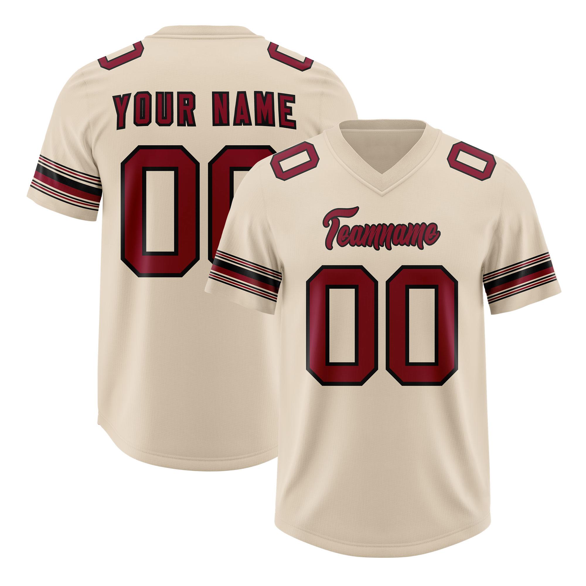 Custom Cream Red Retro Personalized Sleeve Line Authentic American Football Jersey