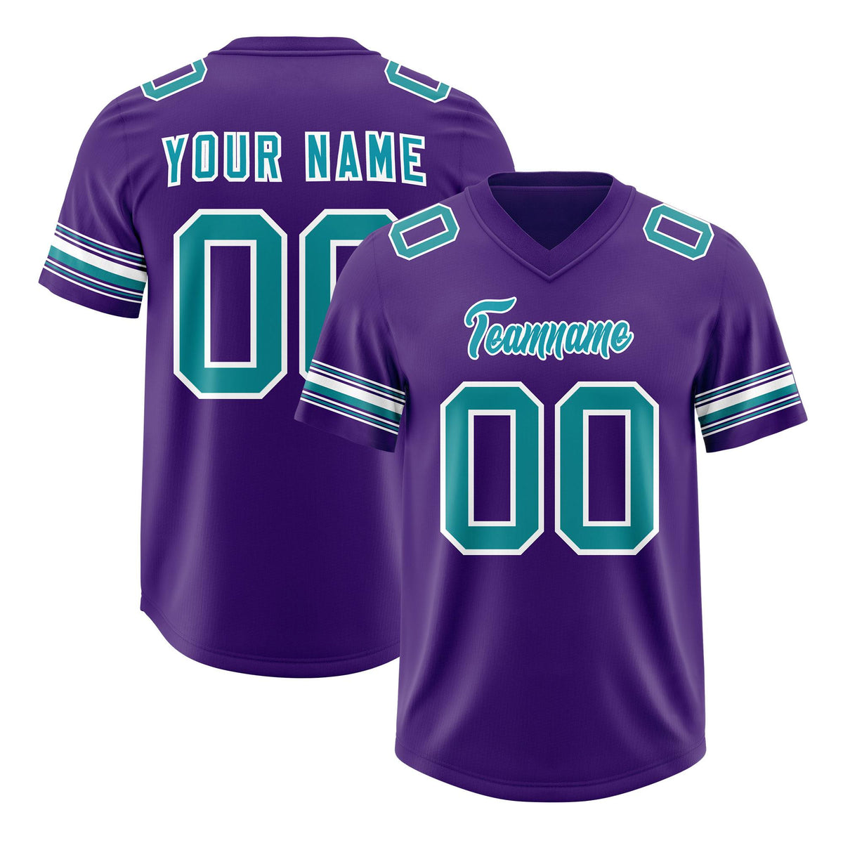 Custom Purple Aqua Retro Personalized Sleeve Line Authentic American Football Jersey