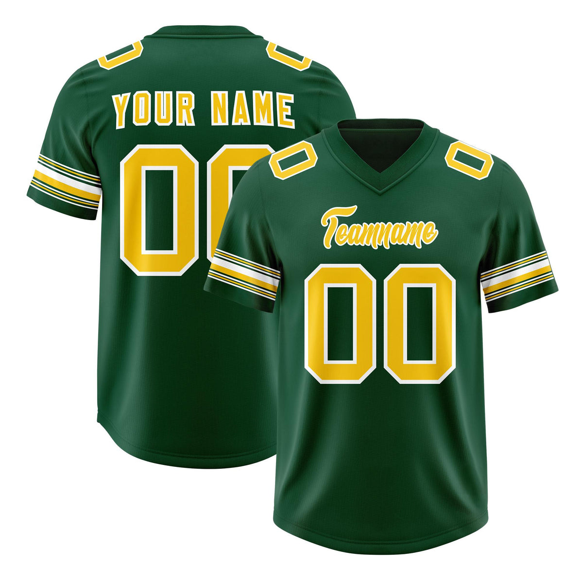 Custom Green Gold Retro Personalized Sleeve Line Authentic American Football Jersey