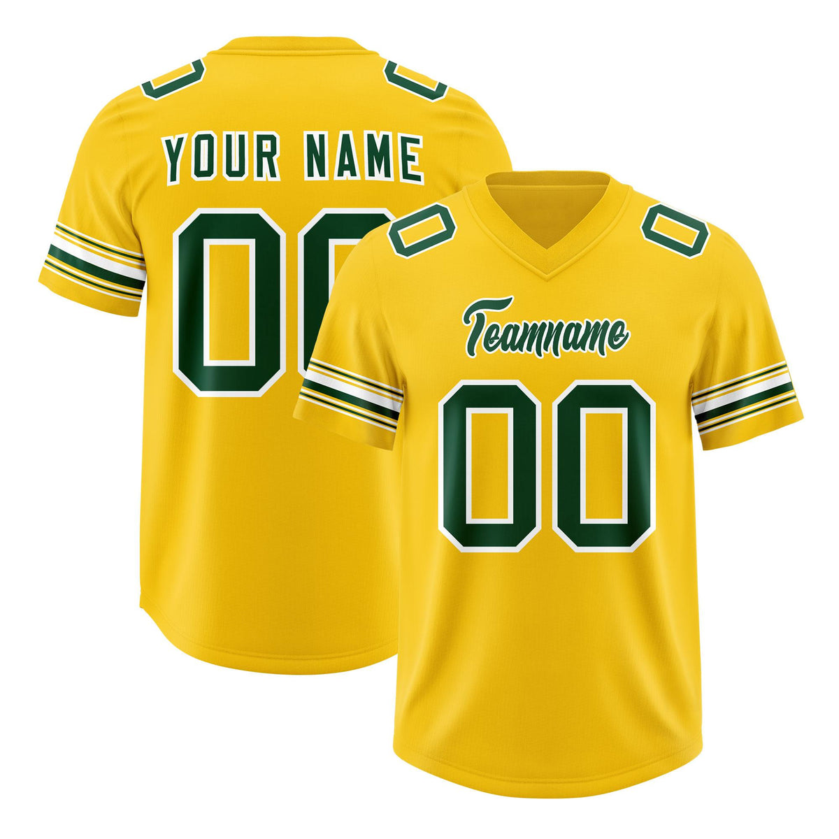 Custom Gold Green Retro Personalized Sleeve Line Authentic American Football Jersey