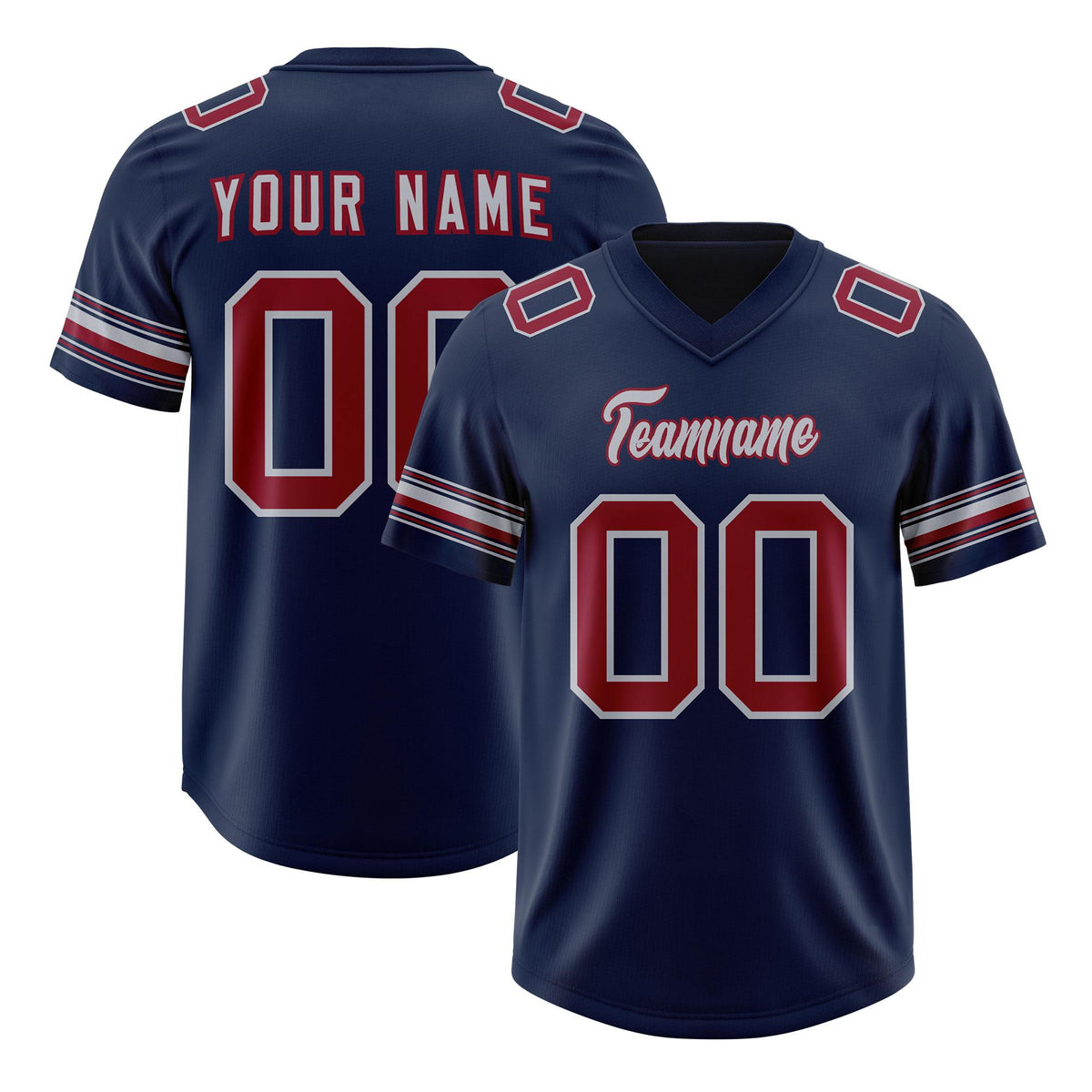 Custom Navy Red Retro Personalized Sleeve Line Authentic American Football Jersey