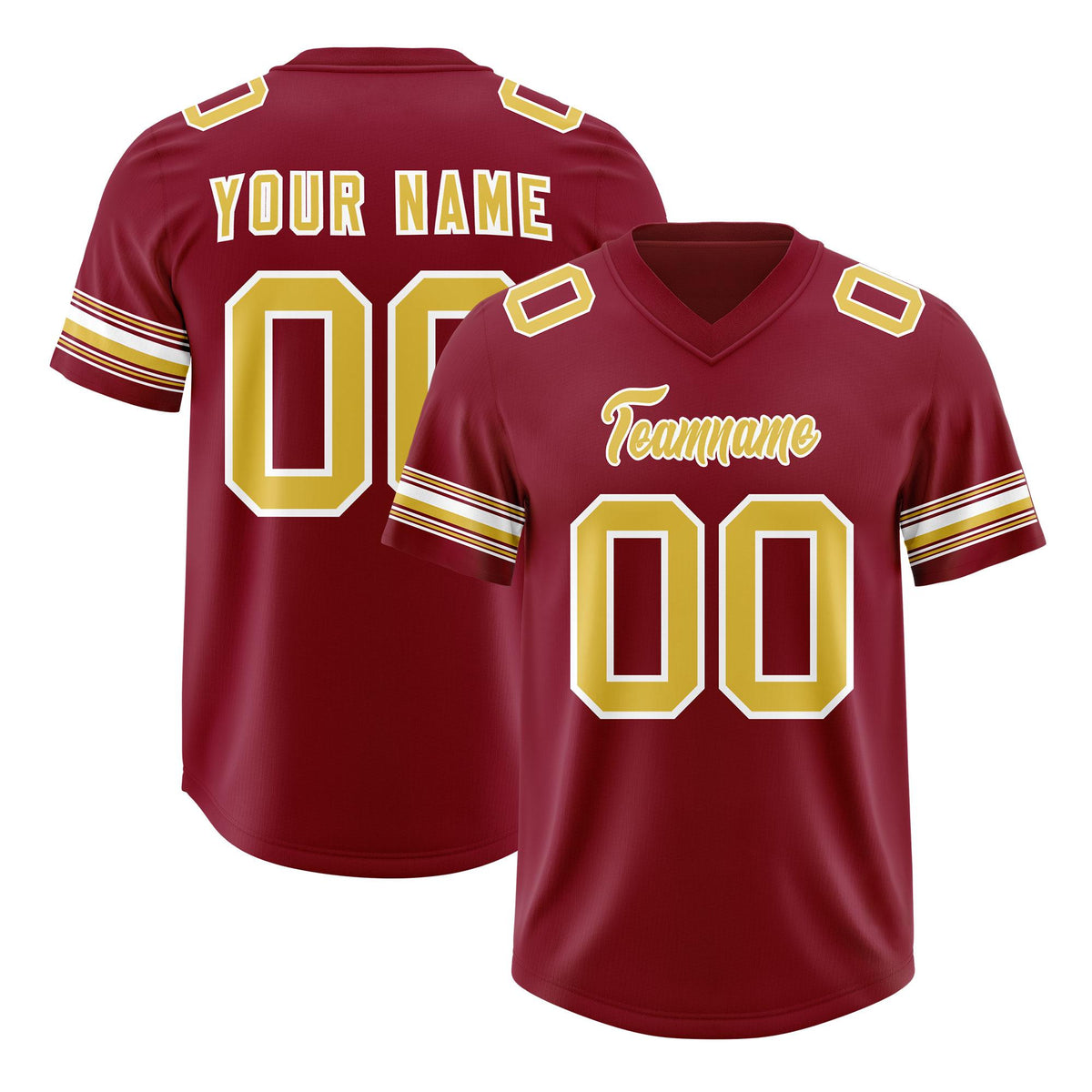 Custom Red Old Gold Retro Personalized Sleeve Line Authentic American Football Jersey
