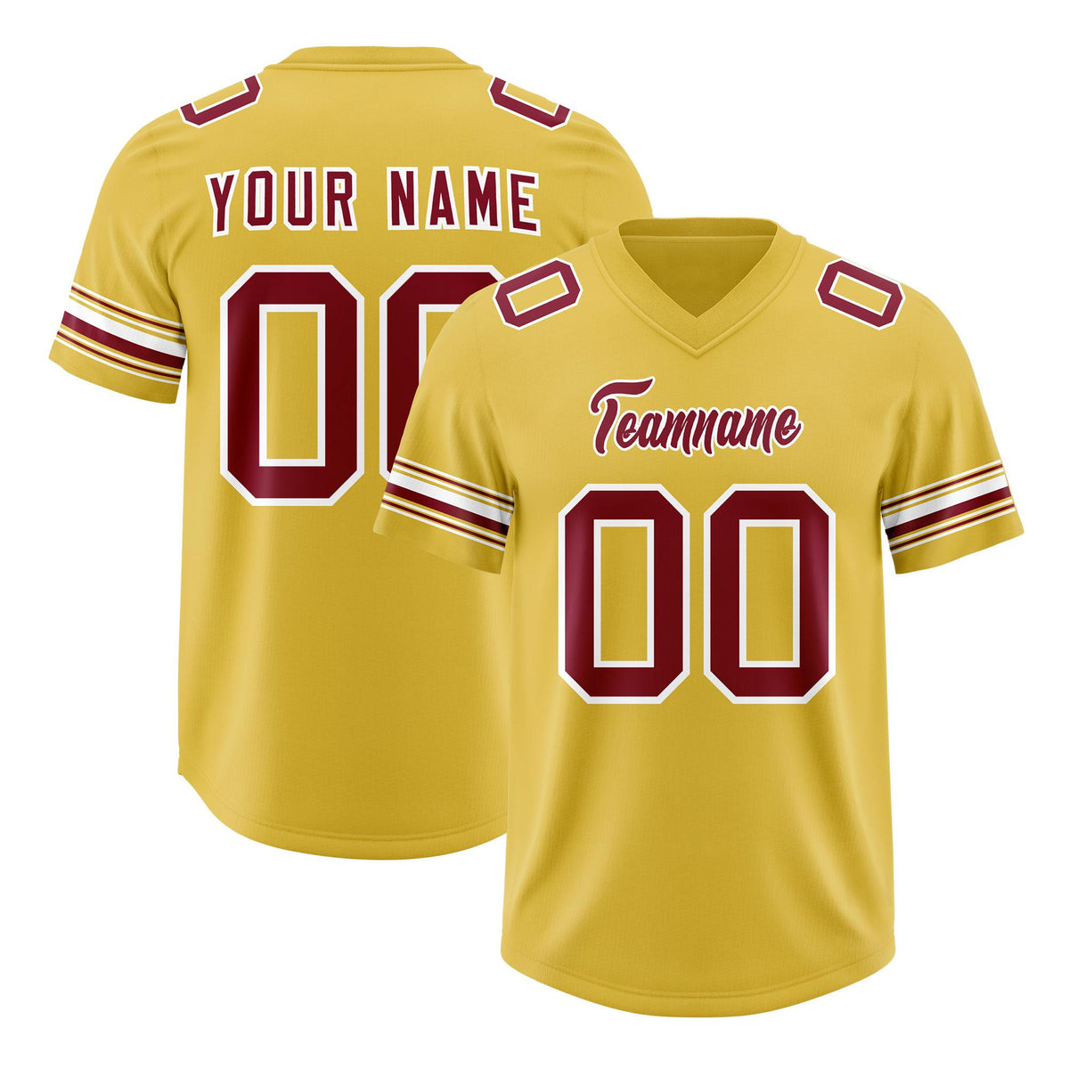 Custom Old Gold Red Retro Personalized Sleeve Line Authentic American Football Jersey