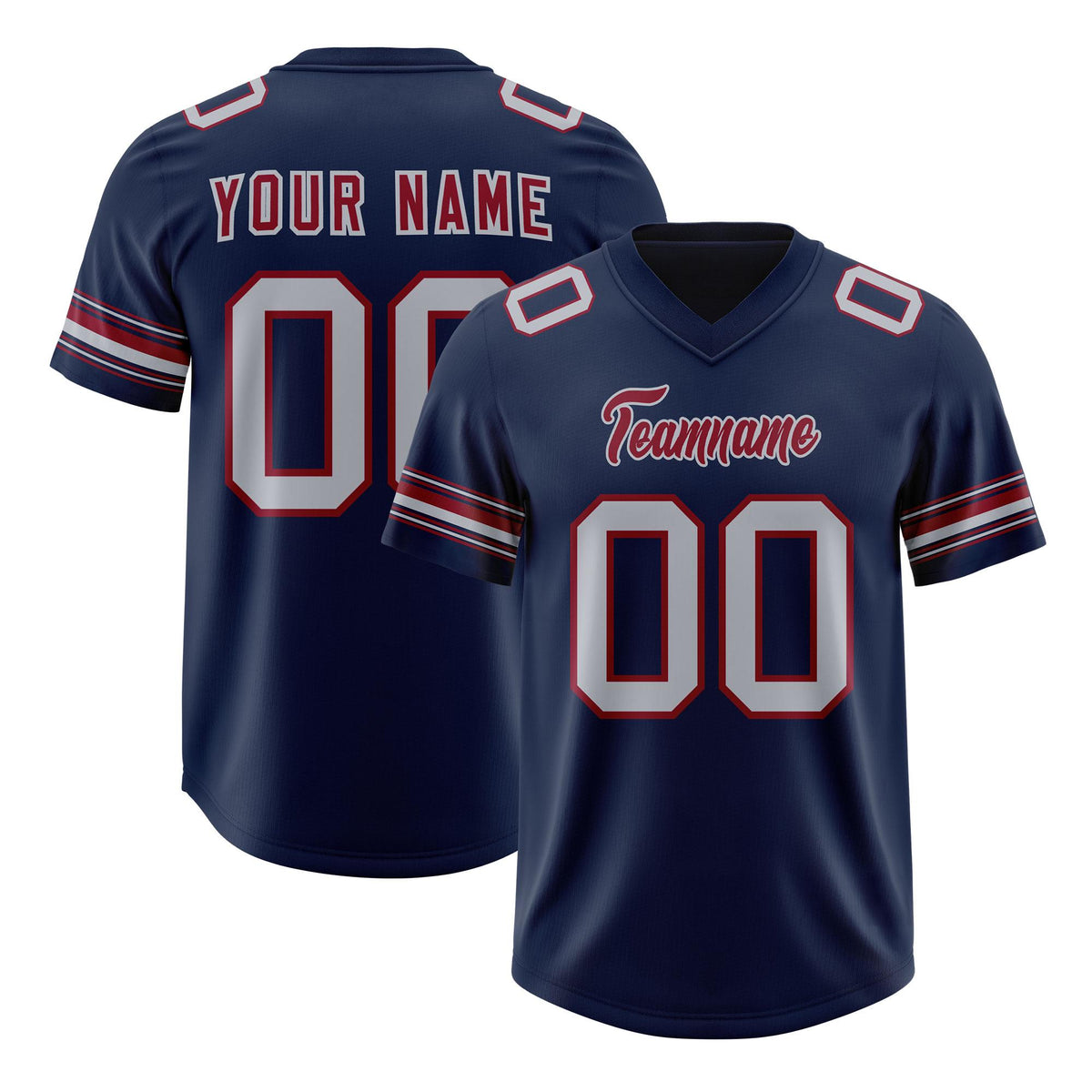 Custom Navy Gray Retro Personalized Sleeve Line Authentic American Football Jersey