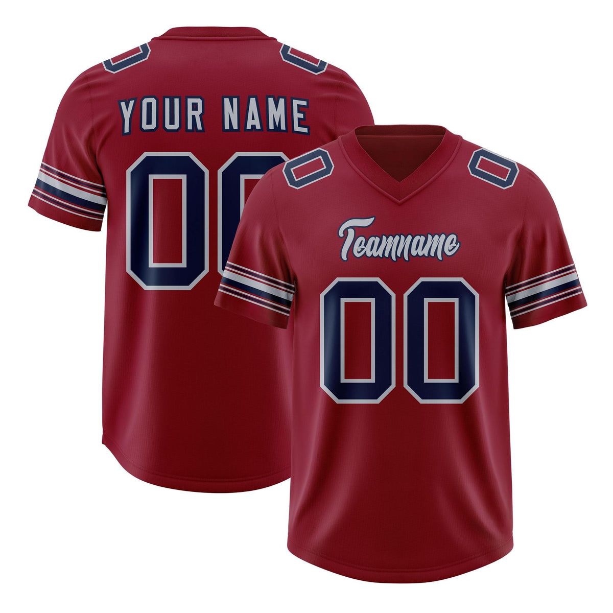 Custom Red Navy Retro Personalized Sleeve Line Authentic American Football Jersey