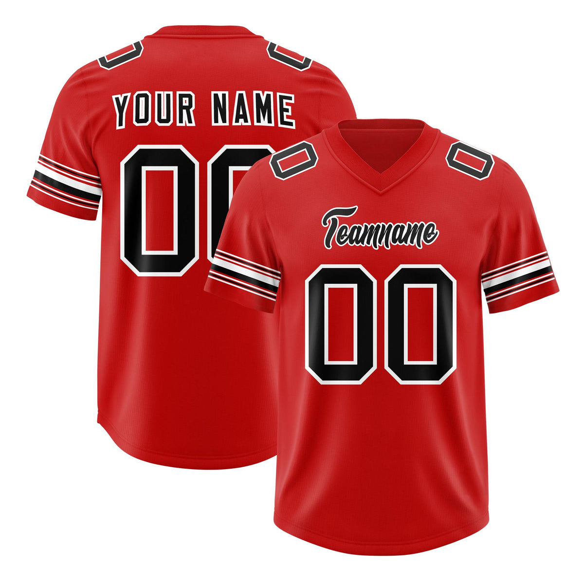 Custom Red Black Retro Personalized Sleeve Line Authentic American Football Jersey