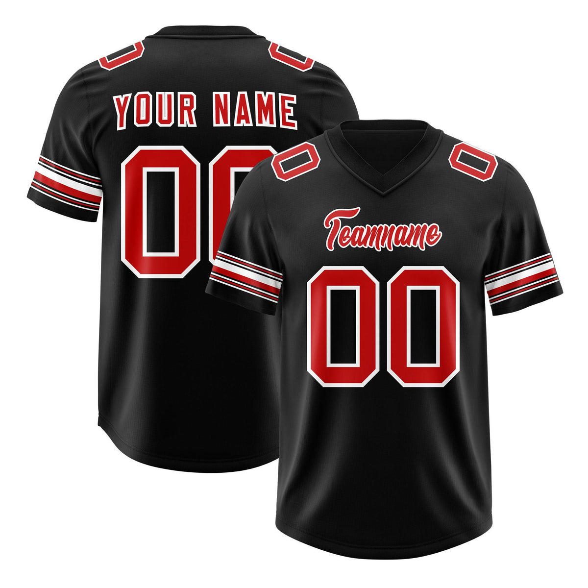 Custom Black Red Retro Personalized Sleeve Line Authentic American Football Jersey