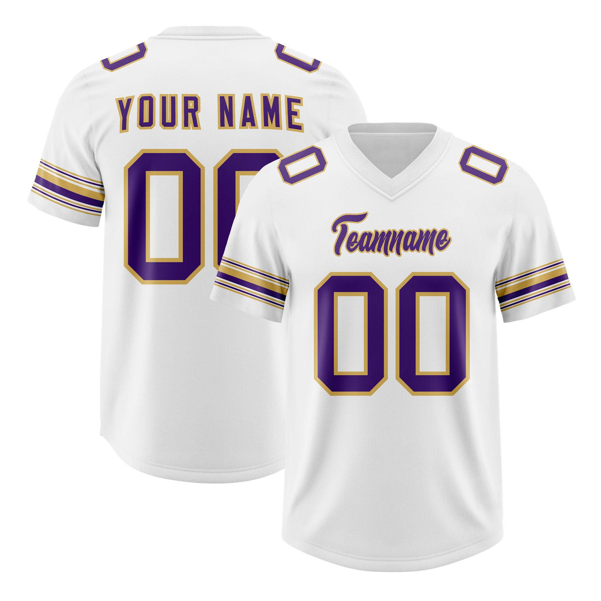 Custom White Purple Retro Personalized Sleeve Line Authentic American Football Jersey