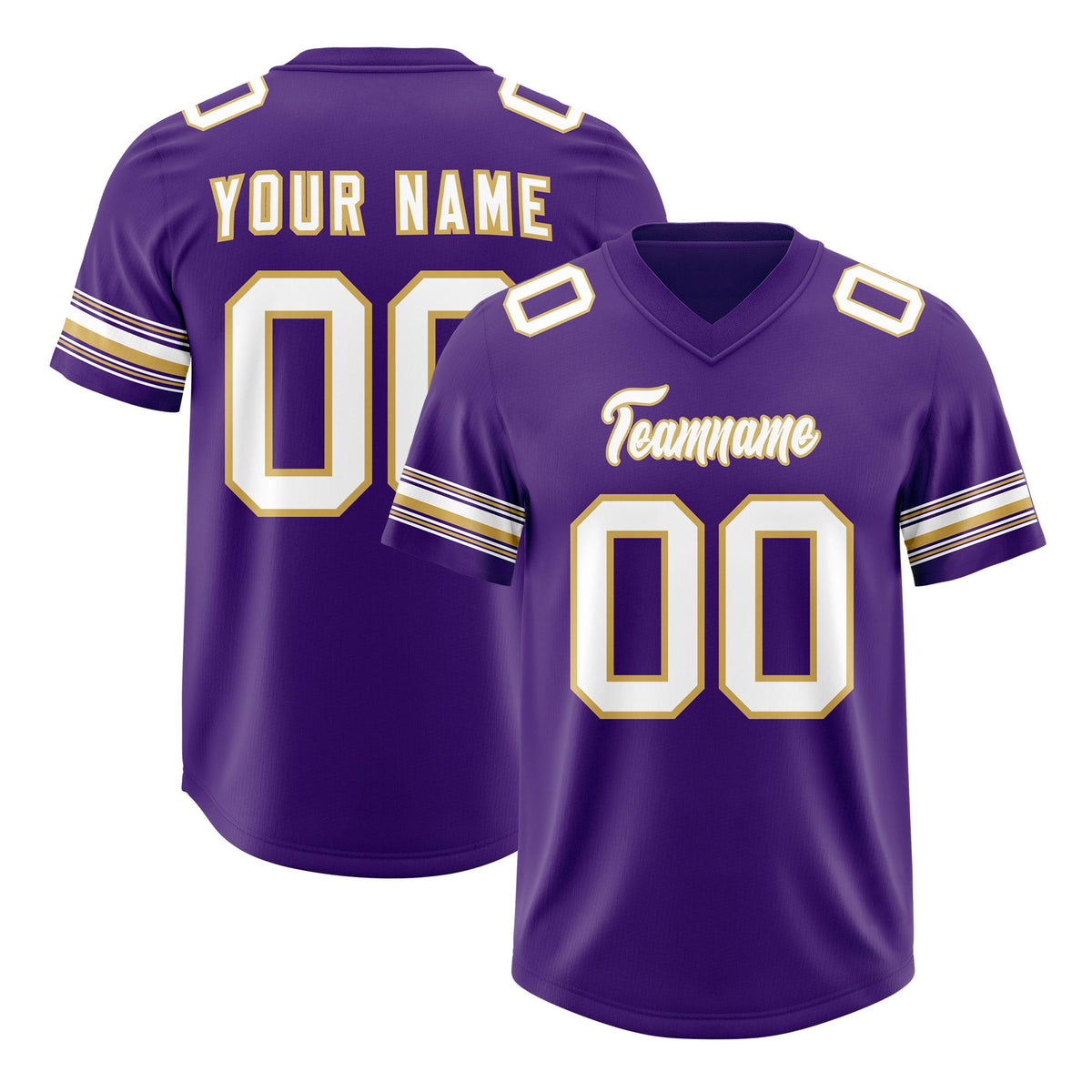 Custom Purple White Retro Personalized Sleeve Line Authentic American Football Jersey
