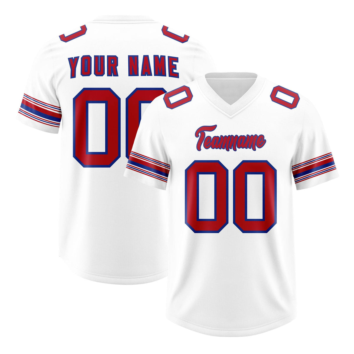 Custom White Red Retro Personalized Sleeve Line Authentic American Football Jersey