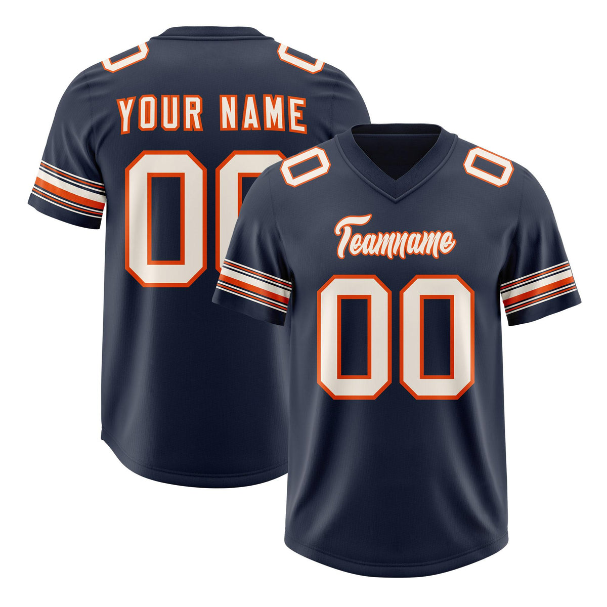 Custom Navy Cream Retro Personalized Sleeve Line Authentic American Football Jersey
