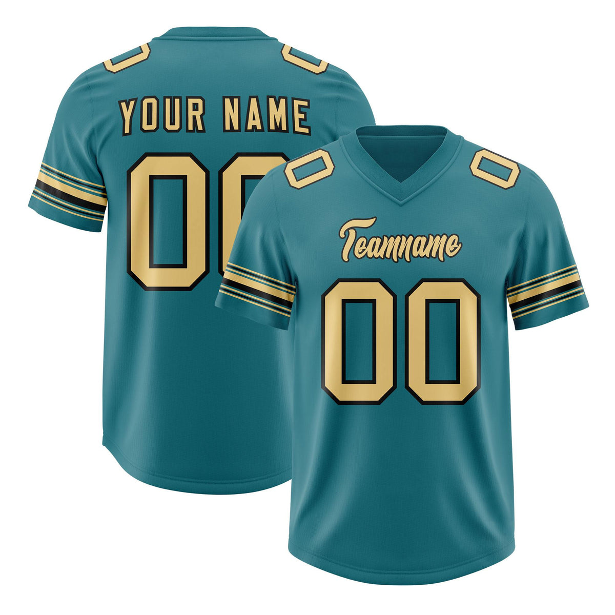 Custom Aqua Khaki Retro Personalized Sleeve Line Authentic American Football Jersey