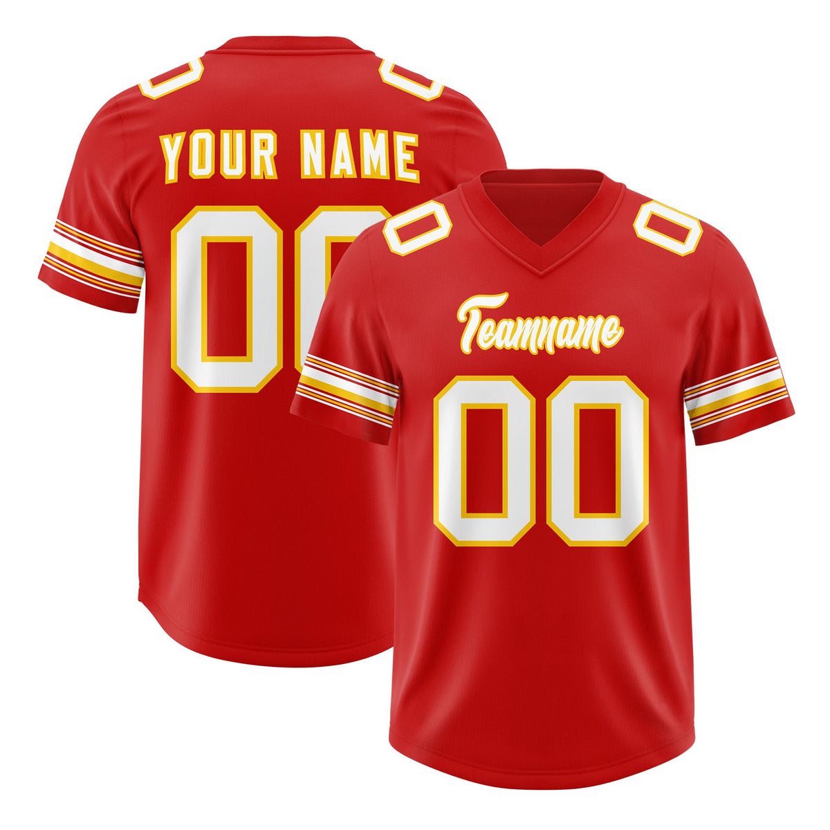 Custom Red White Retro Personalized Sleeve Line Authentic American Football Jersey