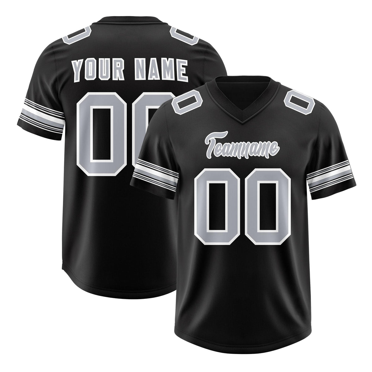Custom Black Silver Retro Personalized Sleeve Line Authentic American Football Jersey