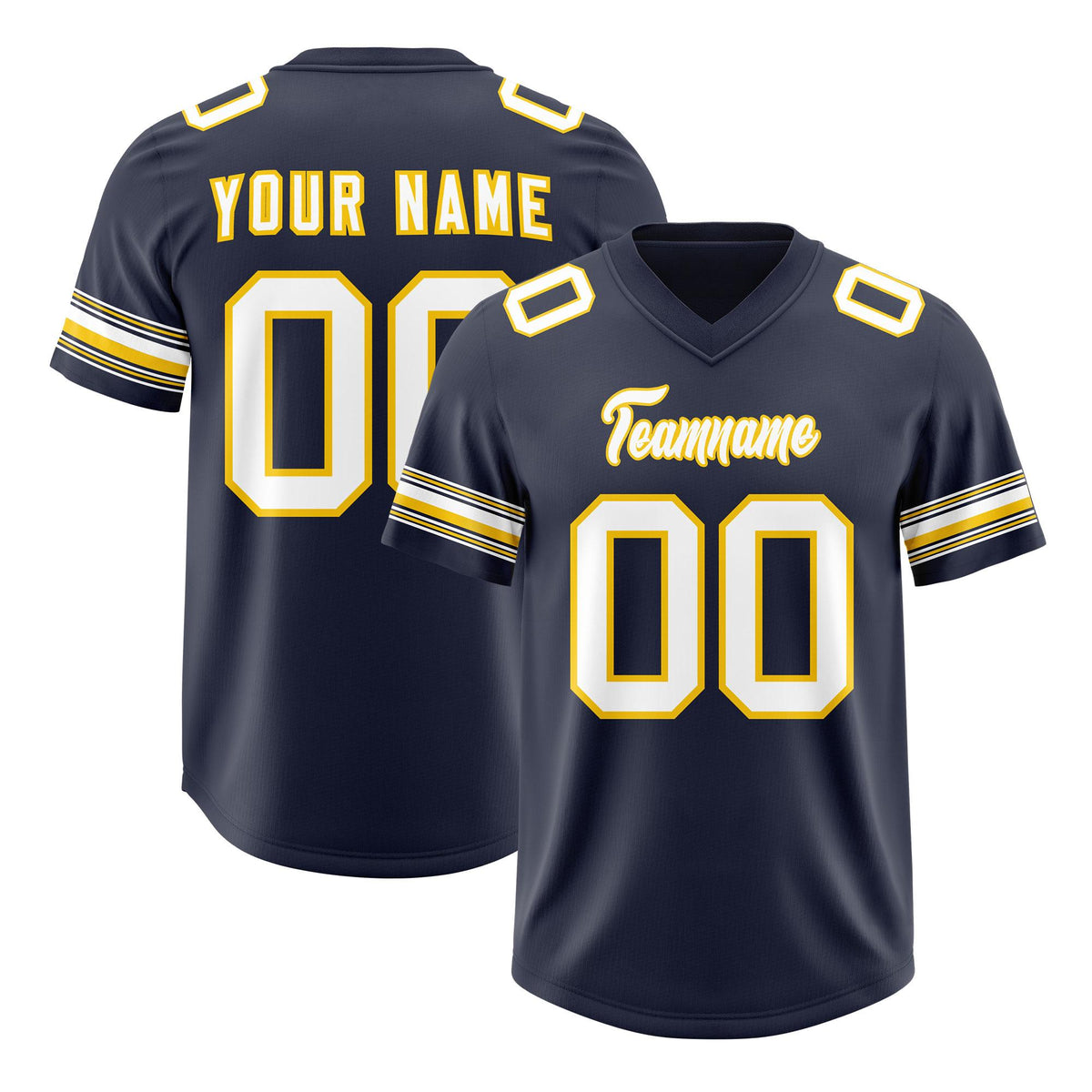 Custom Navy White Retro Personalized Sleeve Line Authentic American Football Jersey