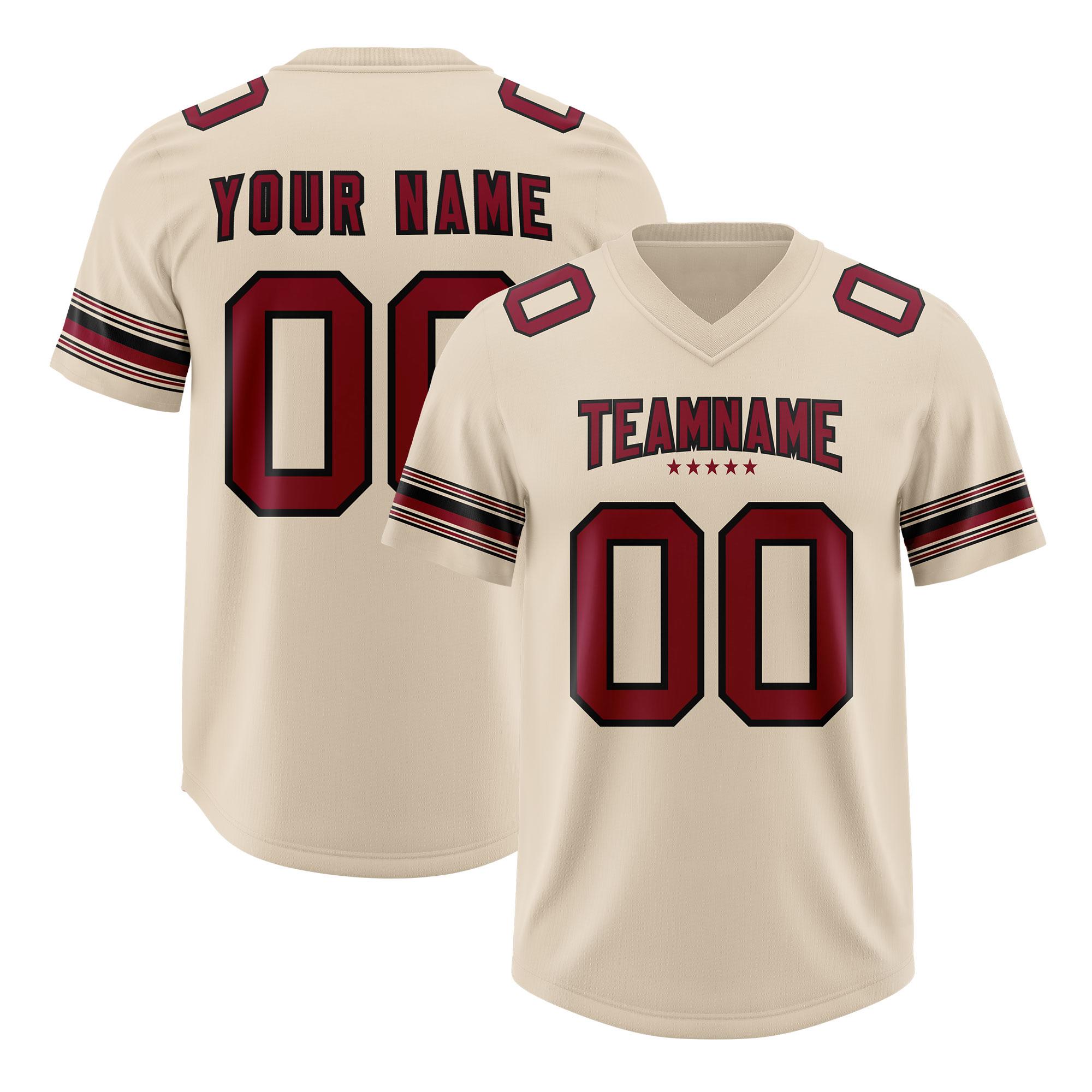 Custom Cream Red Retro Personalized Sleeve Line Authentic American Football Jersey | KXKSHOP