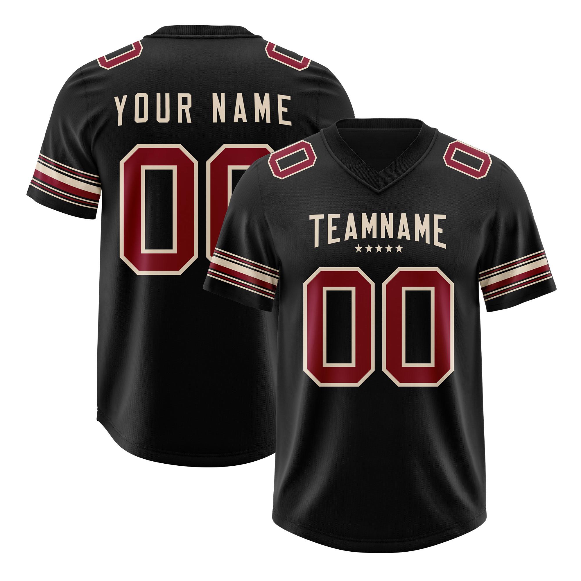Custom Black Red Retro Personalized Sleeve Line Authentic American Football Jersey | KXKSHOP