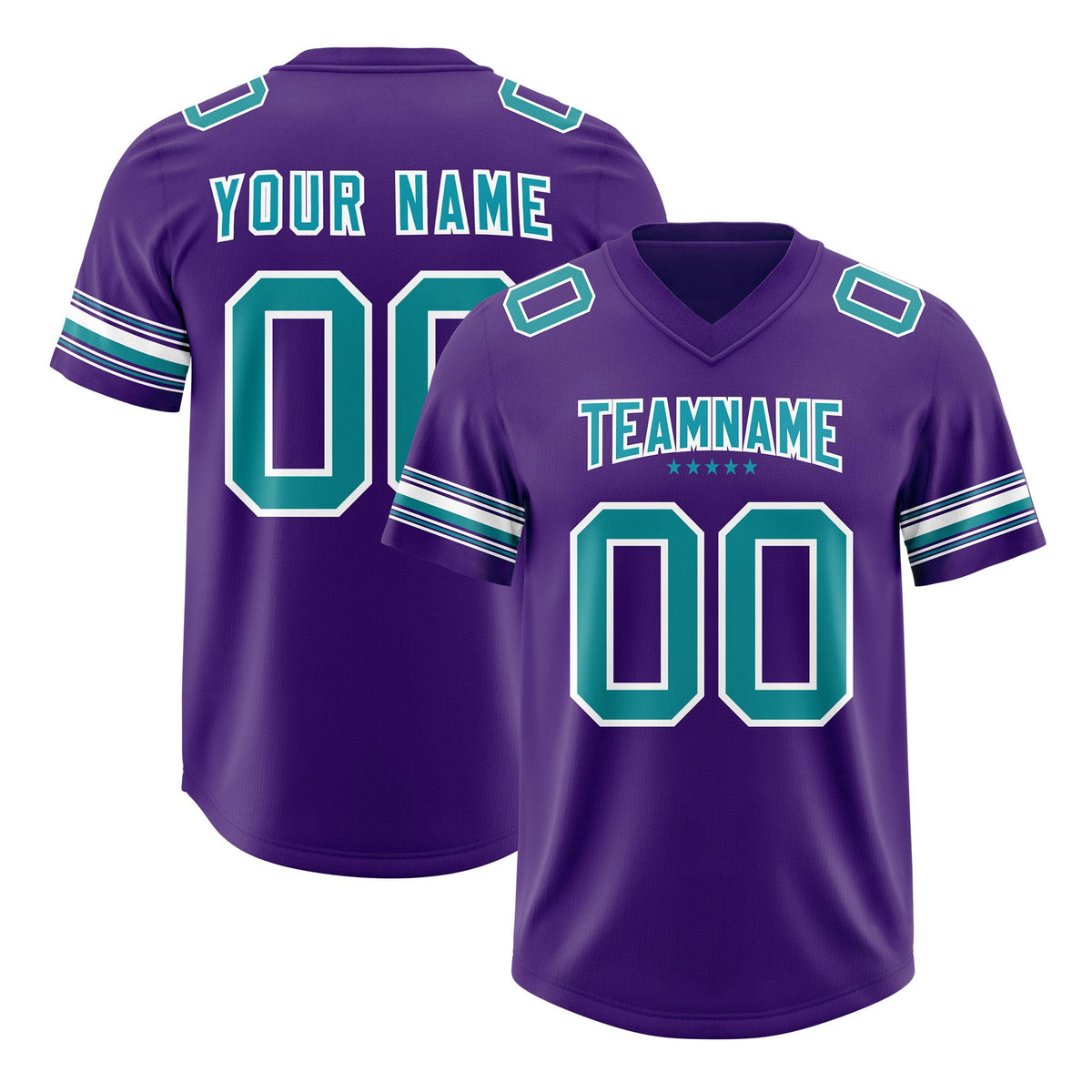 Custom Purple Aqua Retro Personalized Sleeve Line Authentic American Football Jersey