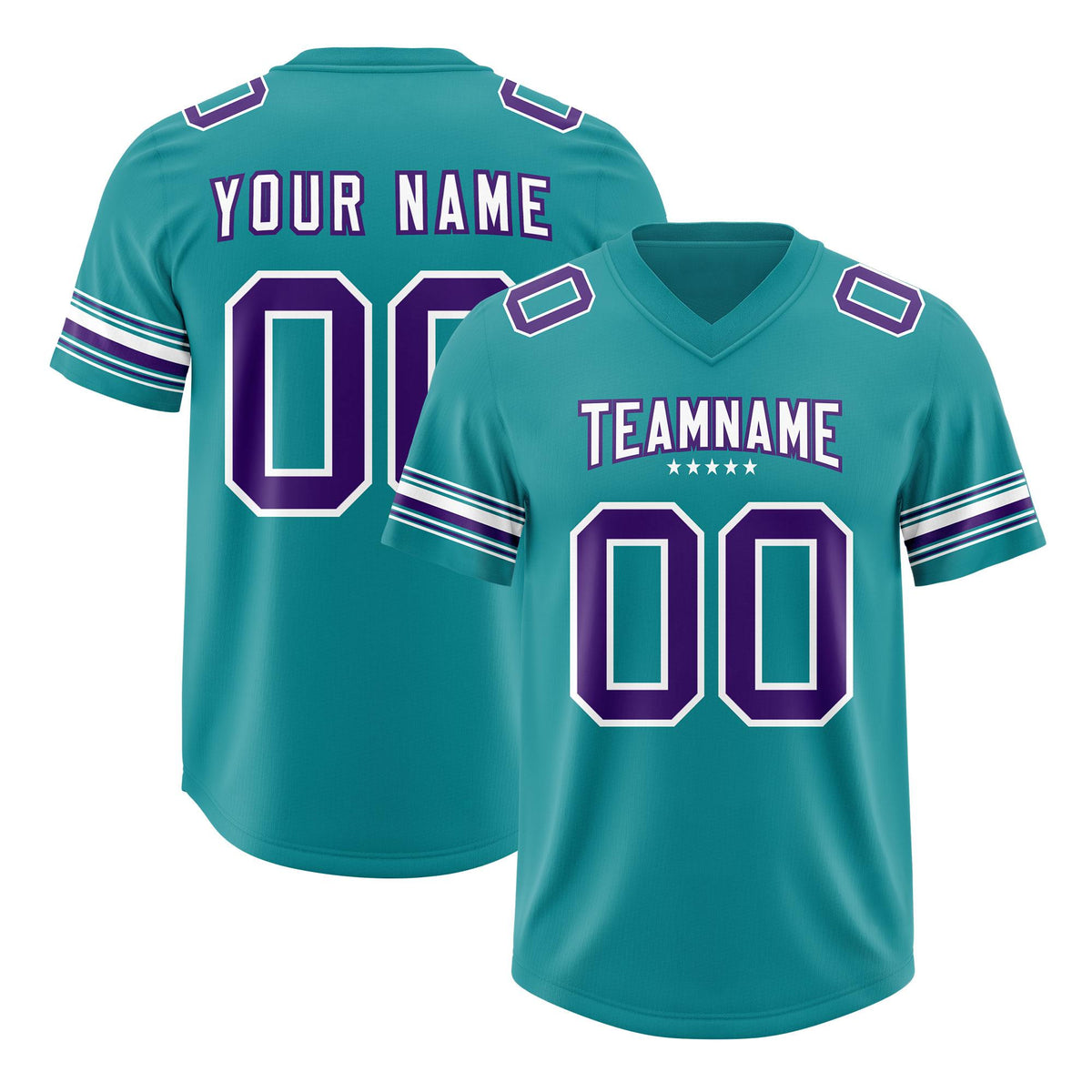 Custom Aqua Purple Retro Personalized Sleeve Line Authentic American Football Jersey