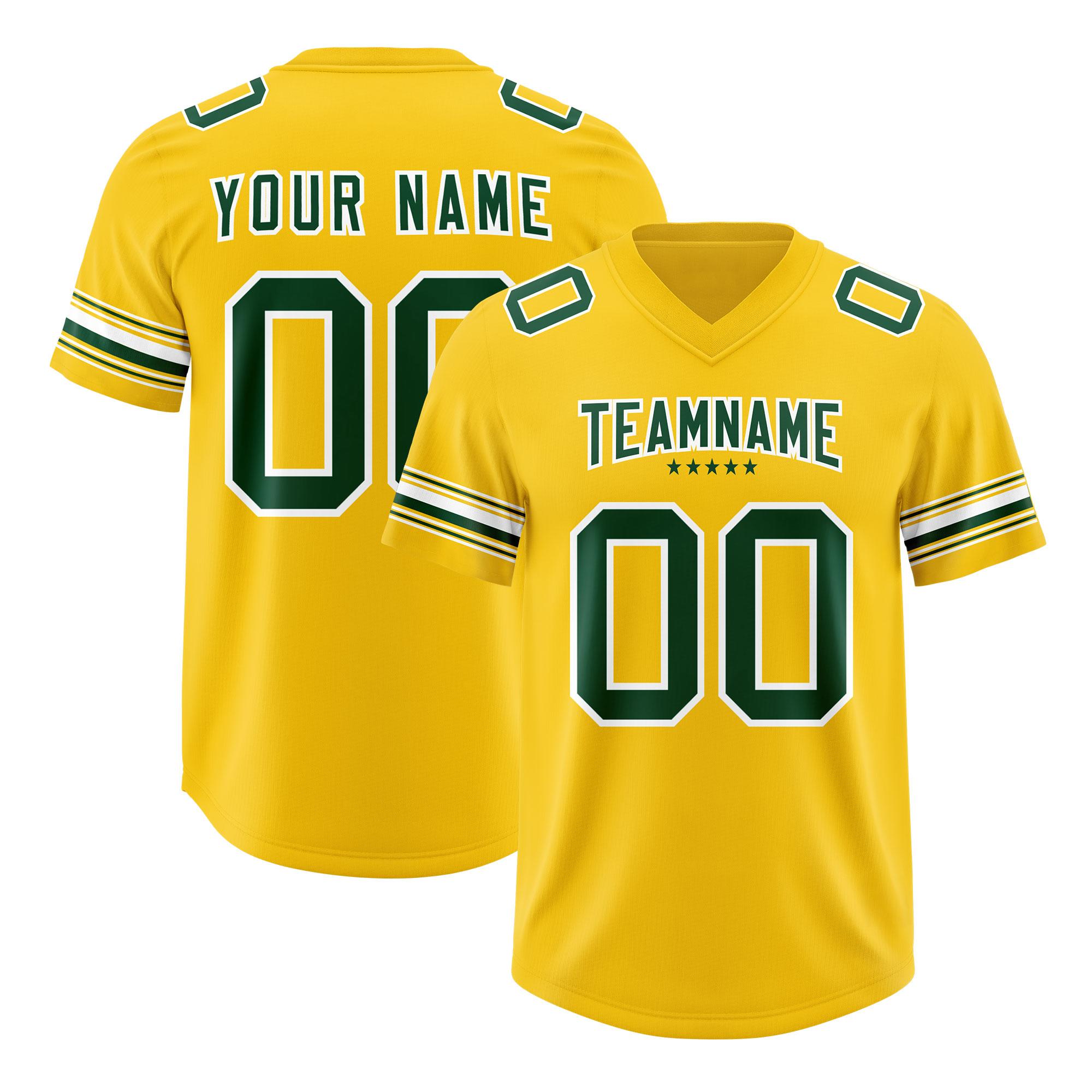 Custom Gold Green Retro Personalized Sleeve Line American Football Jersey | KXKSHOP