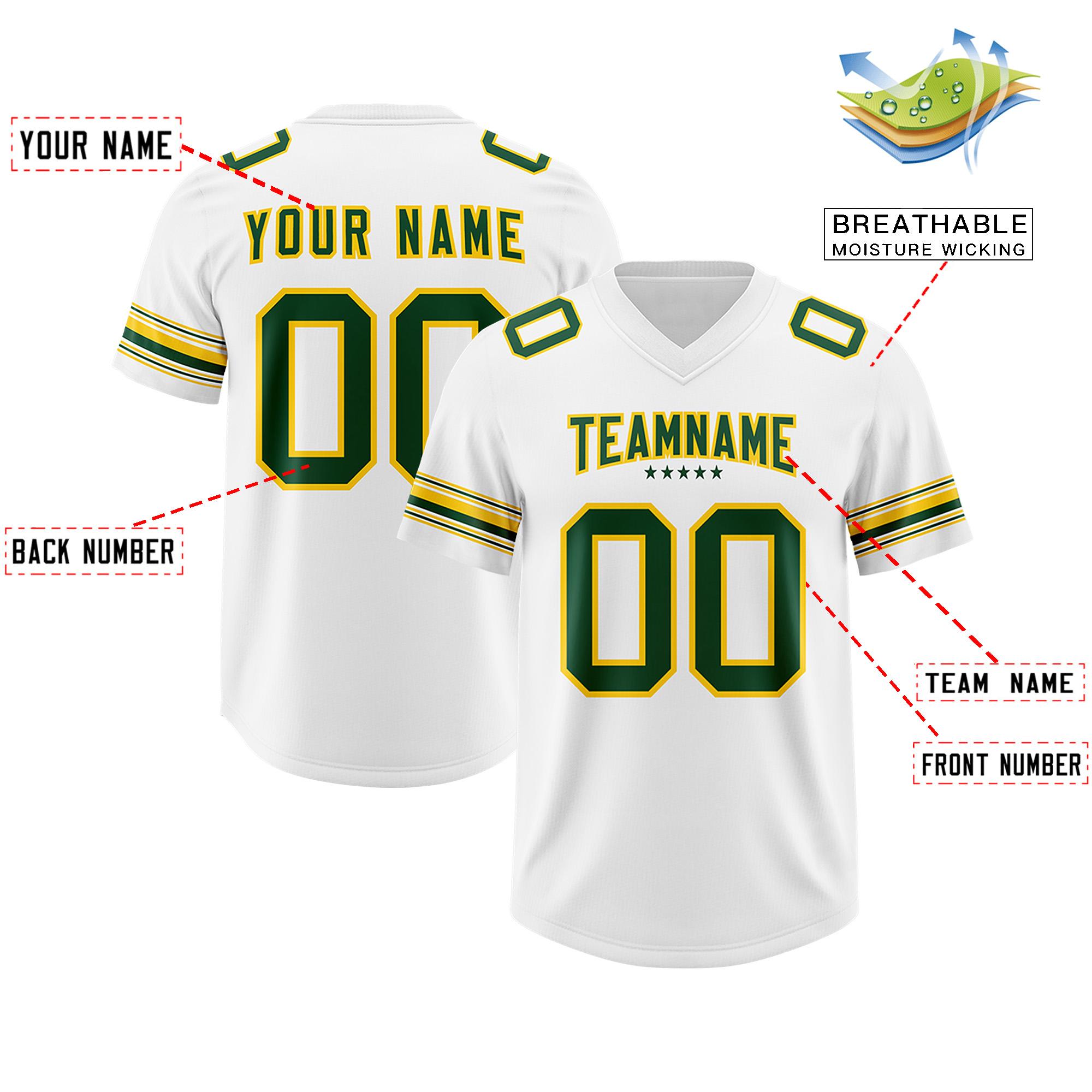 Custom White Green Retro Personalized Sleeve Line Authentic American Football Jersey | KXKSHOP