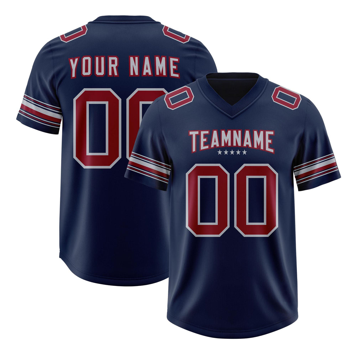 Custom Navy Red Retro Personalized Sleeve Line Authentic American Football Jersey