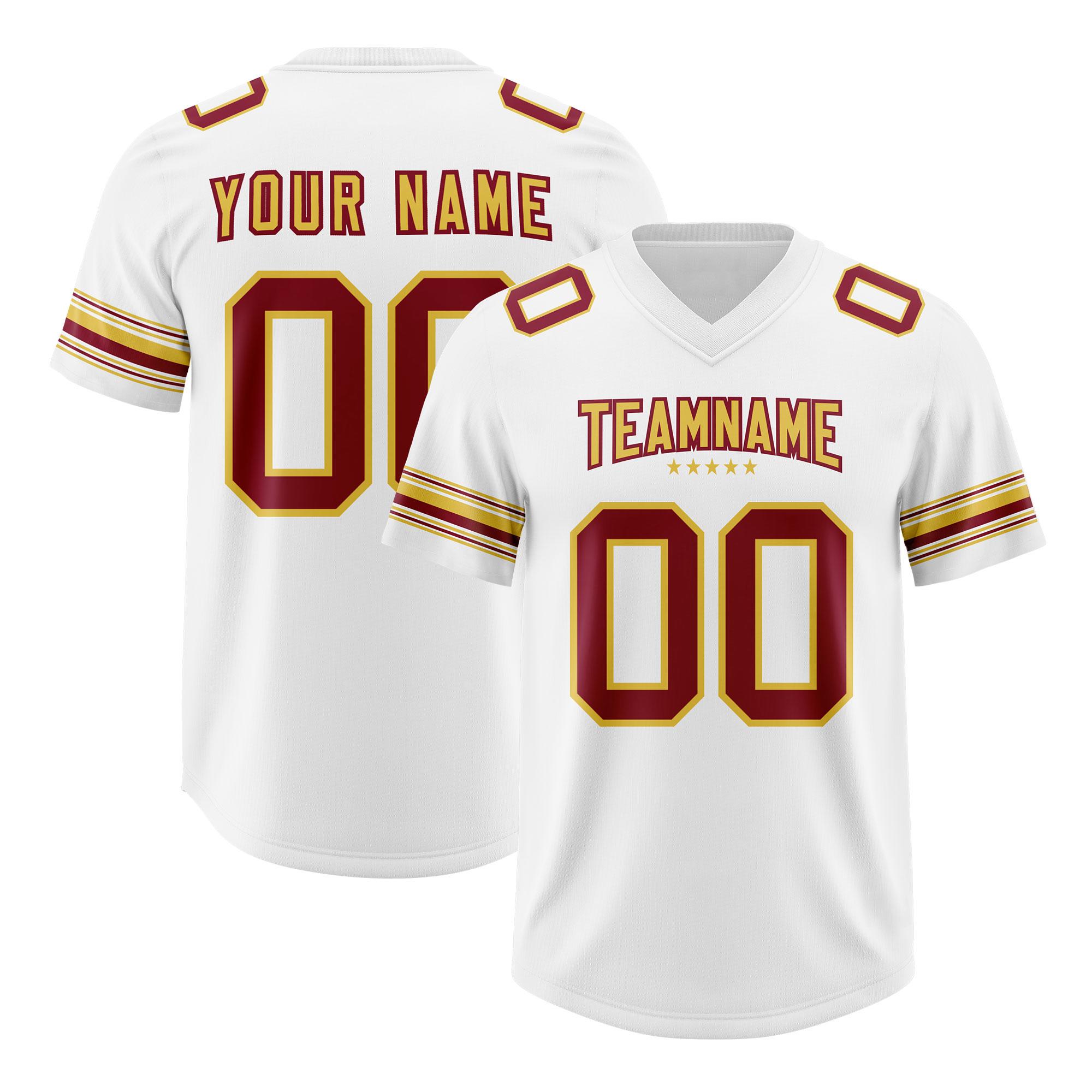 Custom White Red Retro Personalized Sleeve Line Authentic American Football Jersey | KXKSHOP