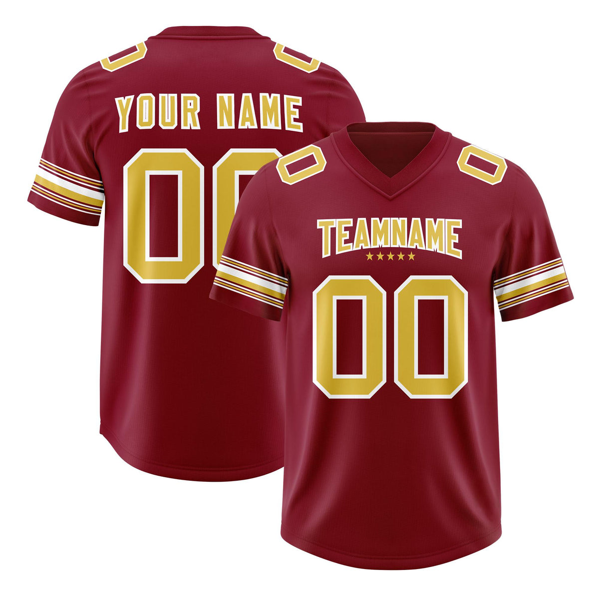Custom Red Old Gold Retro Personalized Sleeve Line Authentic American Football Jersey