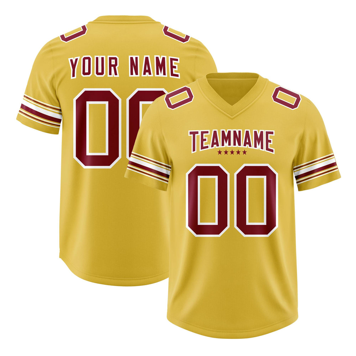 Custom Old Gold Red Retro Personalized Sleeve Line Authentic American Football Jersey