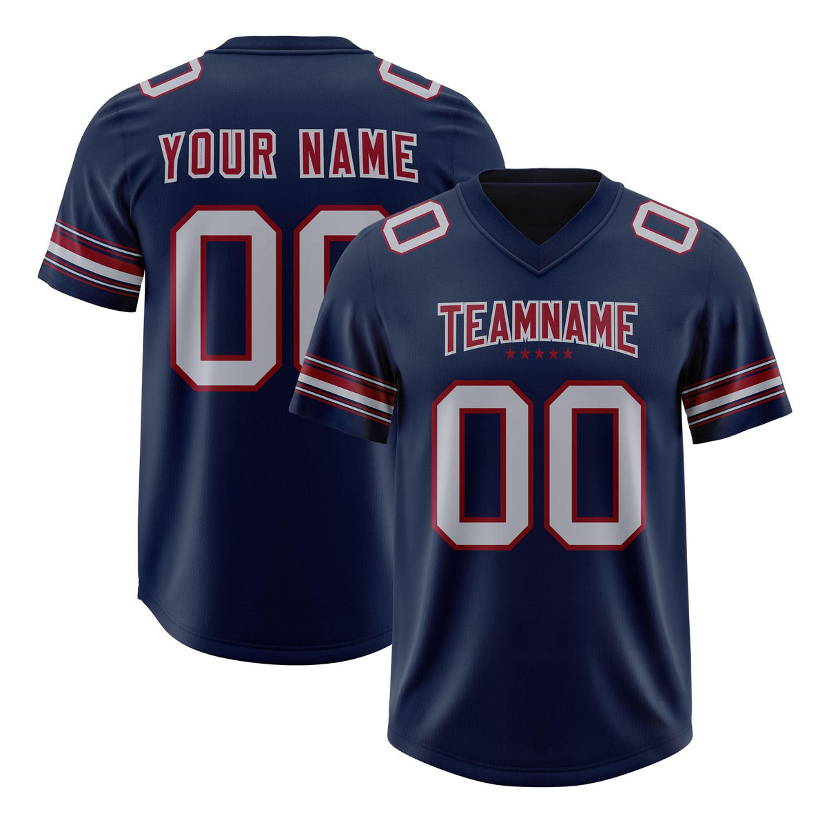 Custom Navy Gray Retro Personalized Sleeve Line Authentic American Football Jersey