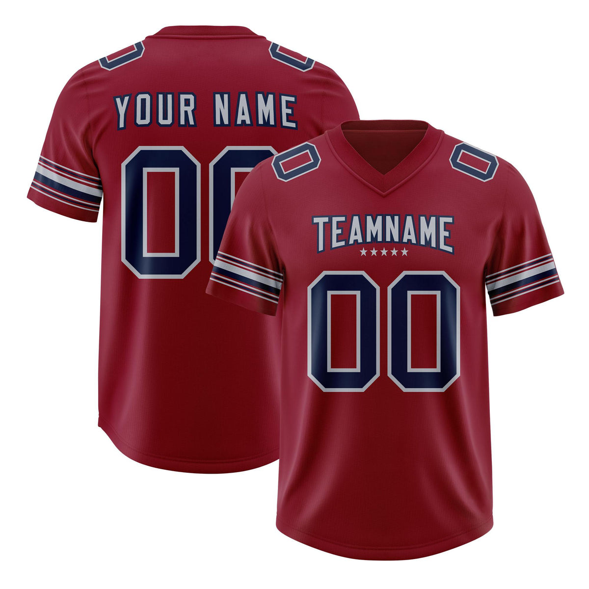 Custom Red Navy Retro Personalized Sleeve Line Authentic American Football Jersey
