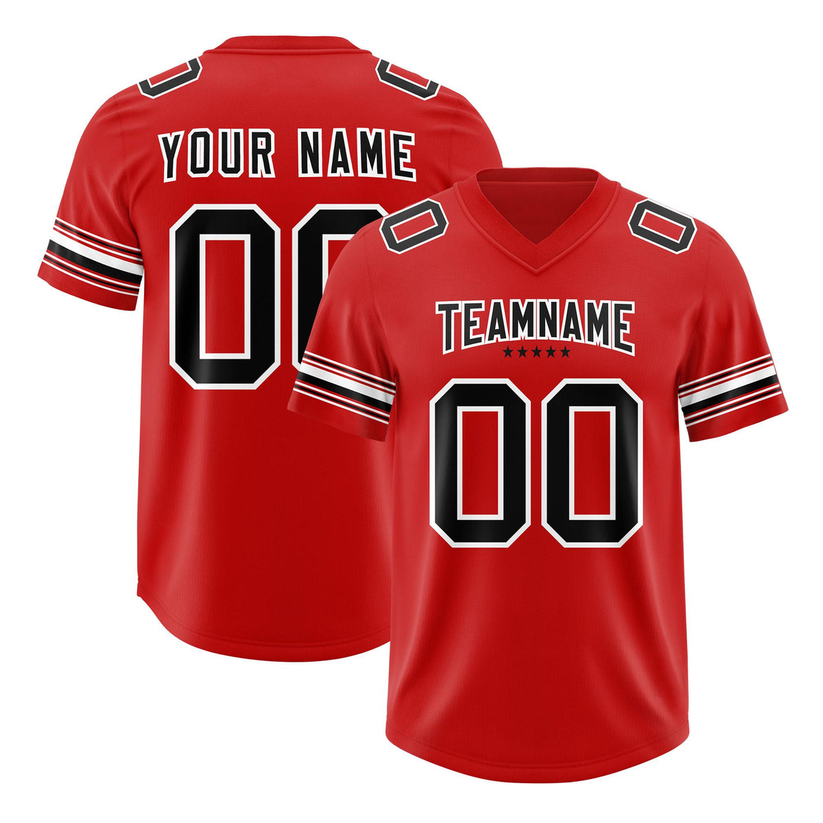Custom Red Black Retro Personalized Sleeve Line Authentic American Football Jersey