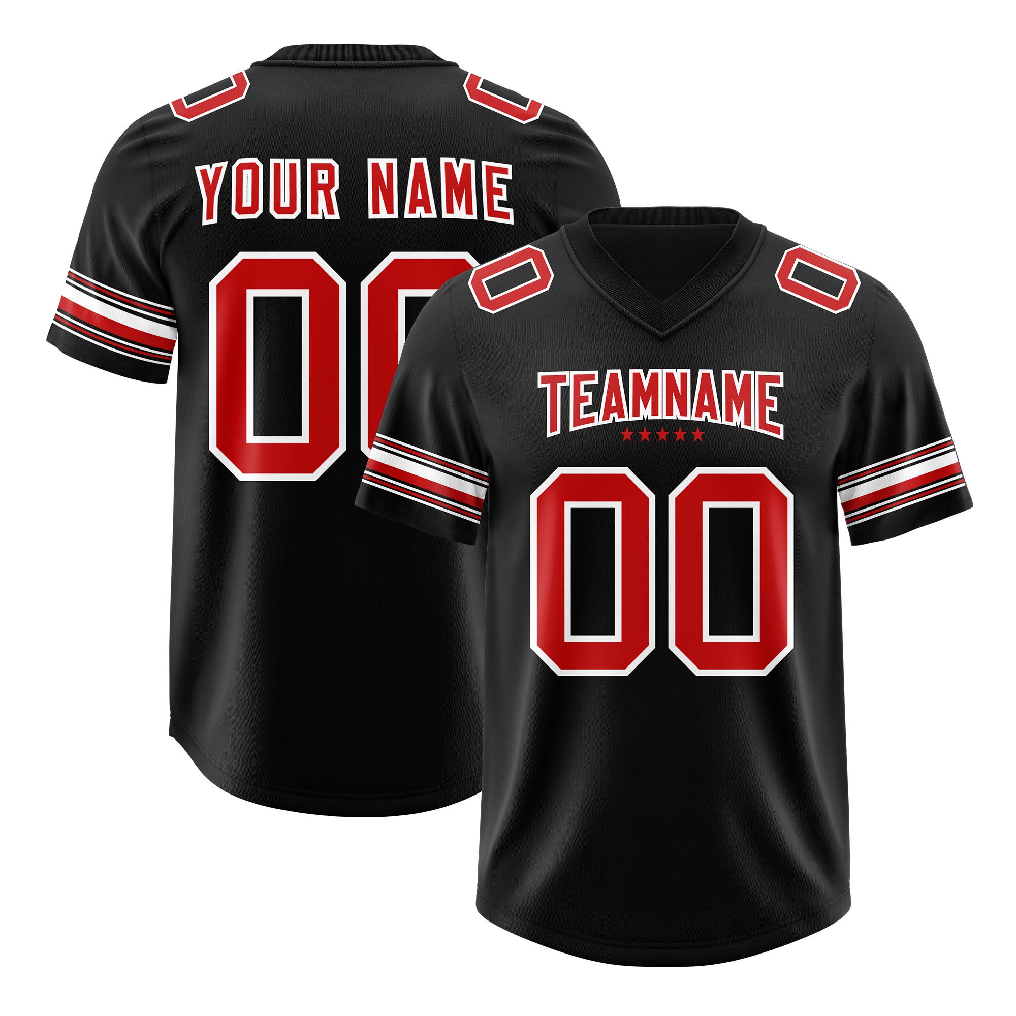 Custom Black Red Retro Personalized Sleeve Line Authentic American Football Jersey | KXKSHOP