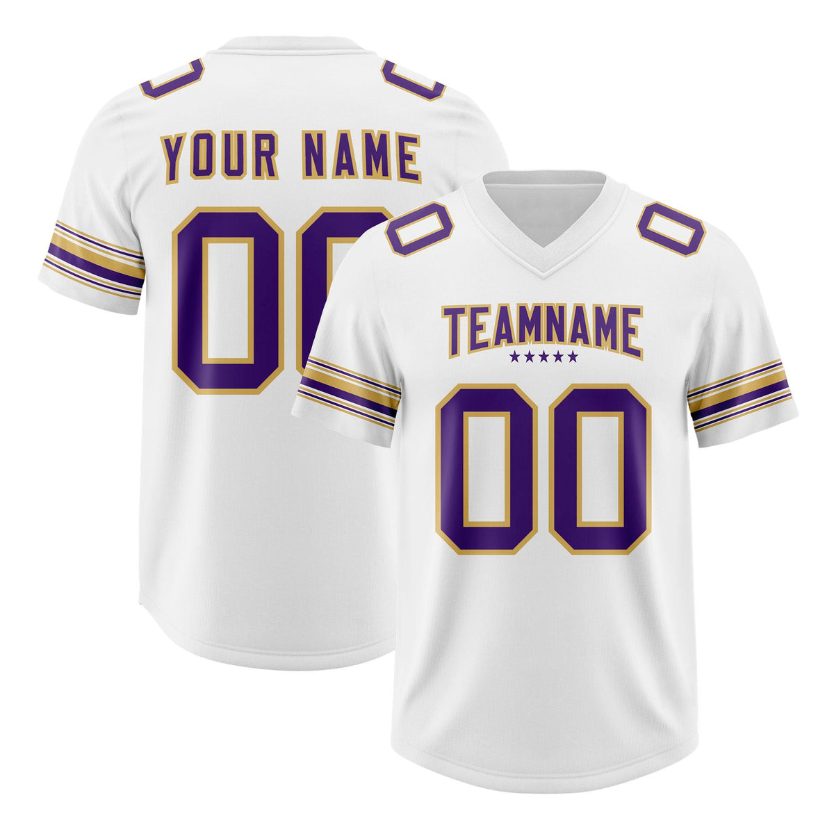 Custom White Purple Retro Personalized Sleeve Line Authentic American Football Jersey