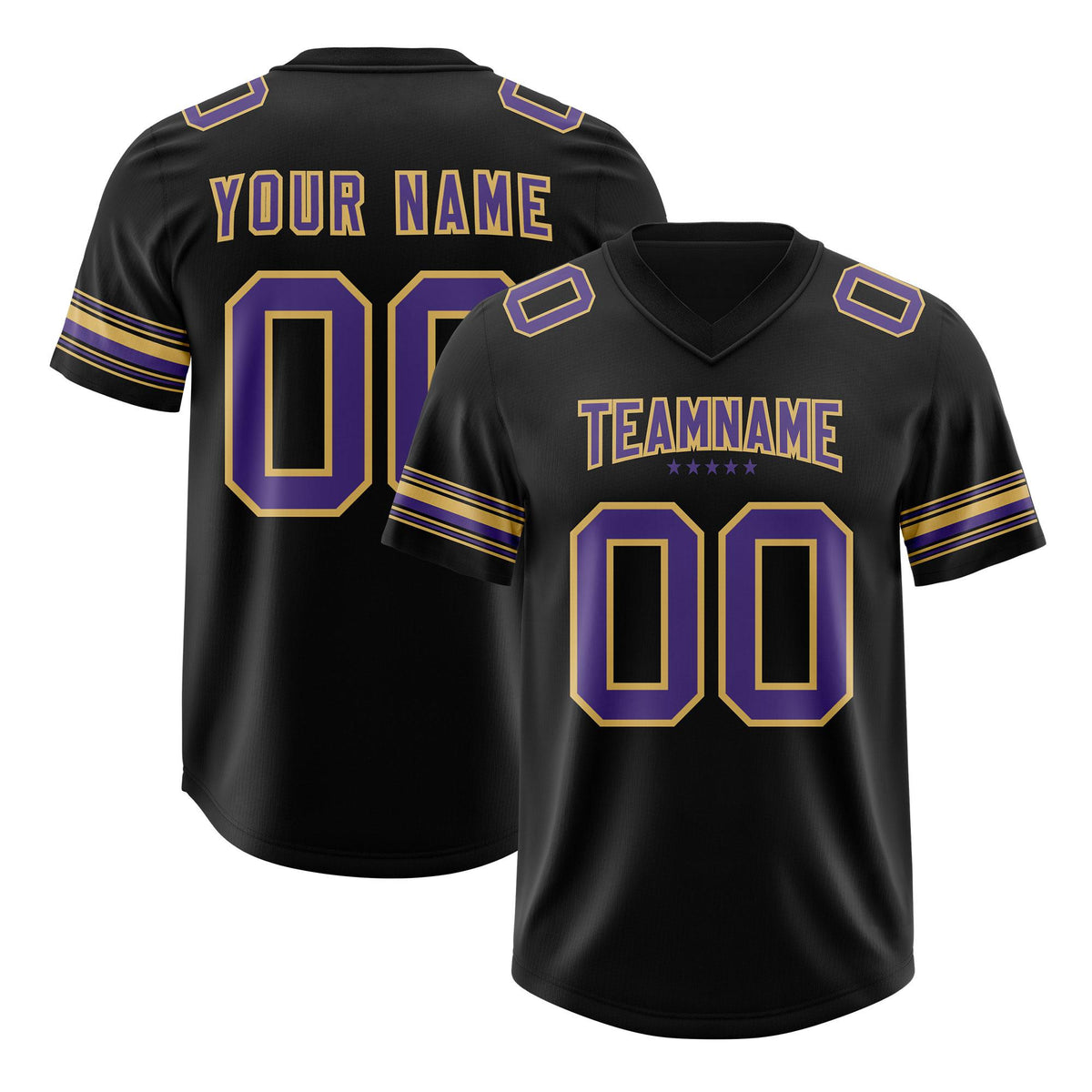 Custom Black Purple Retro Personalized Sleeve Line Authentic American Football Jersey
