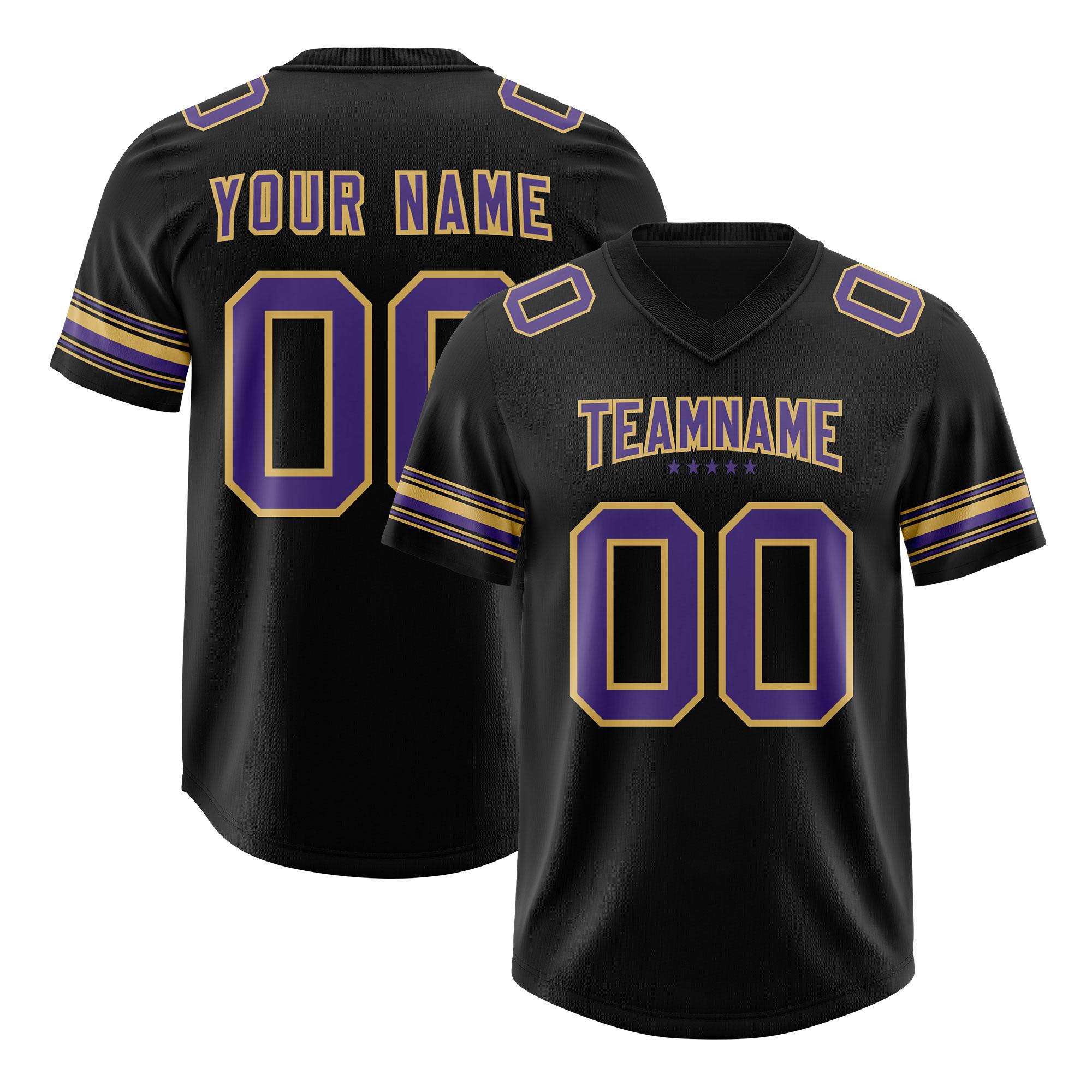 Custom Black Purple Retro Personalized Sleeve Line American Football Jersey | KXKSHOP