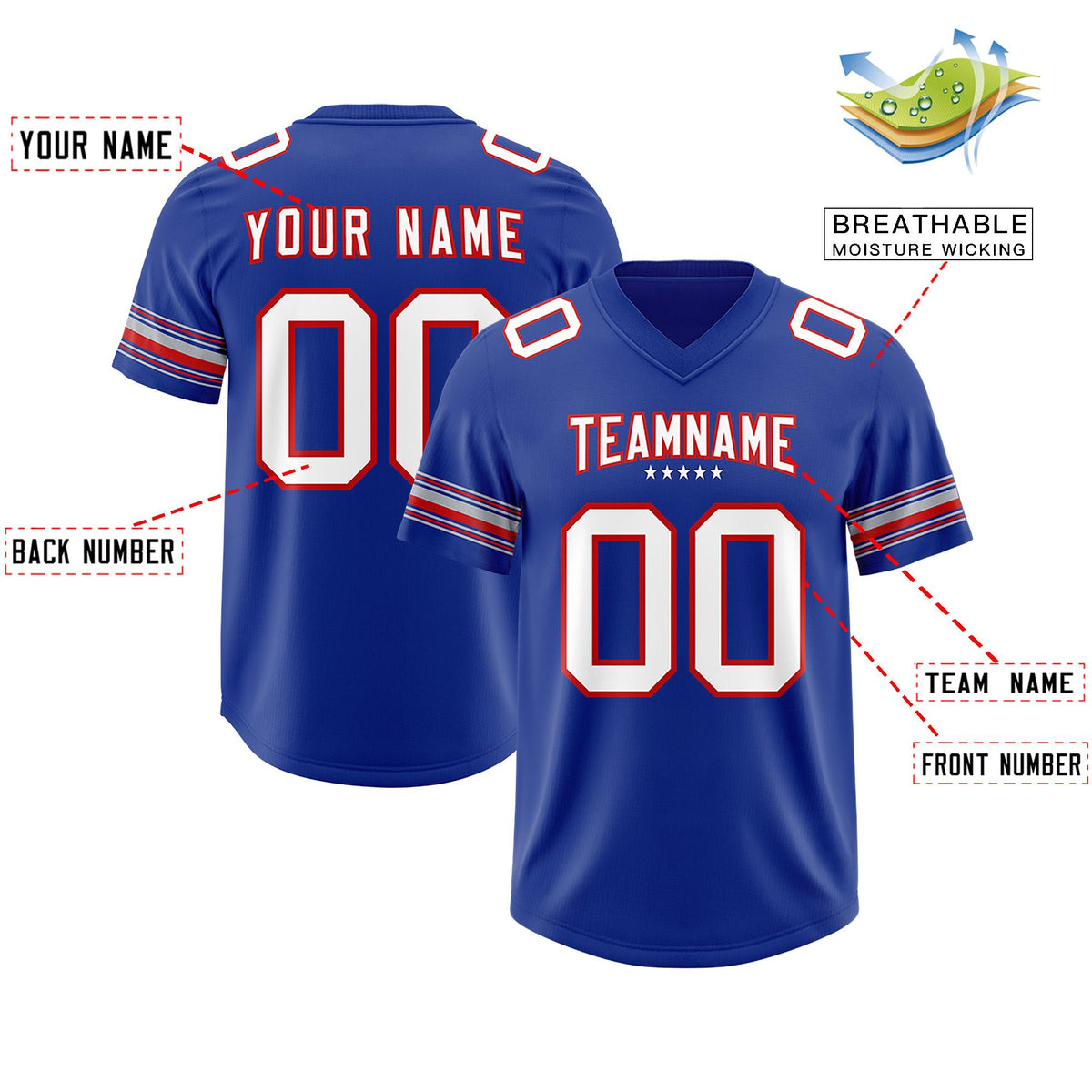 Custom Royal White Retro Personalized Sleeve Line Authentic American Football Jersey