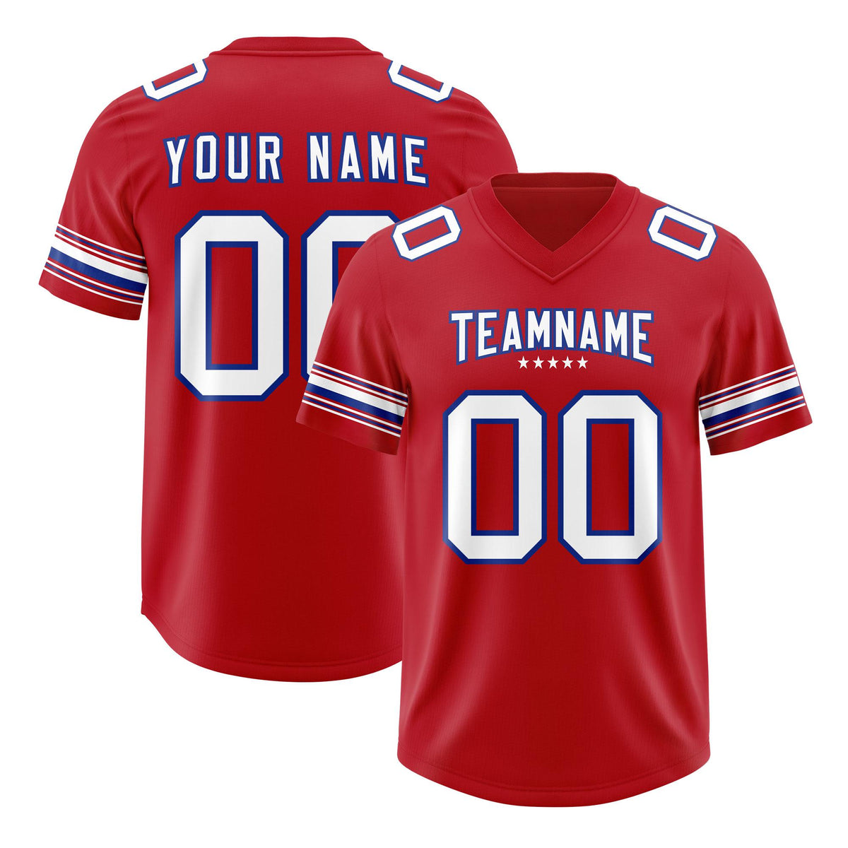 Custom Red White Retro Personalized Sleeve Line Authentic American Football Jersey