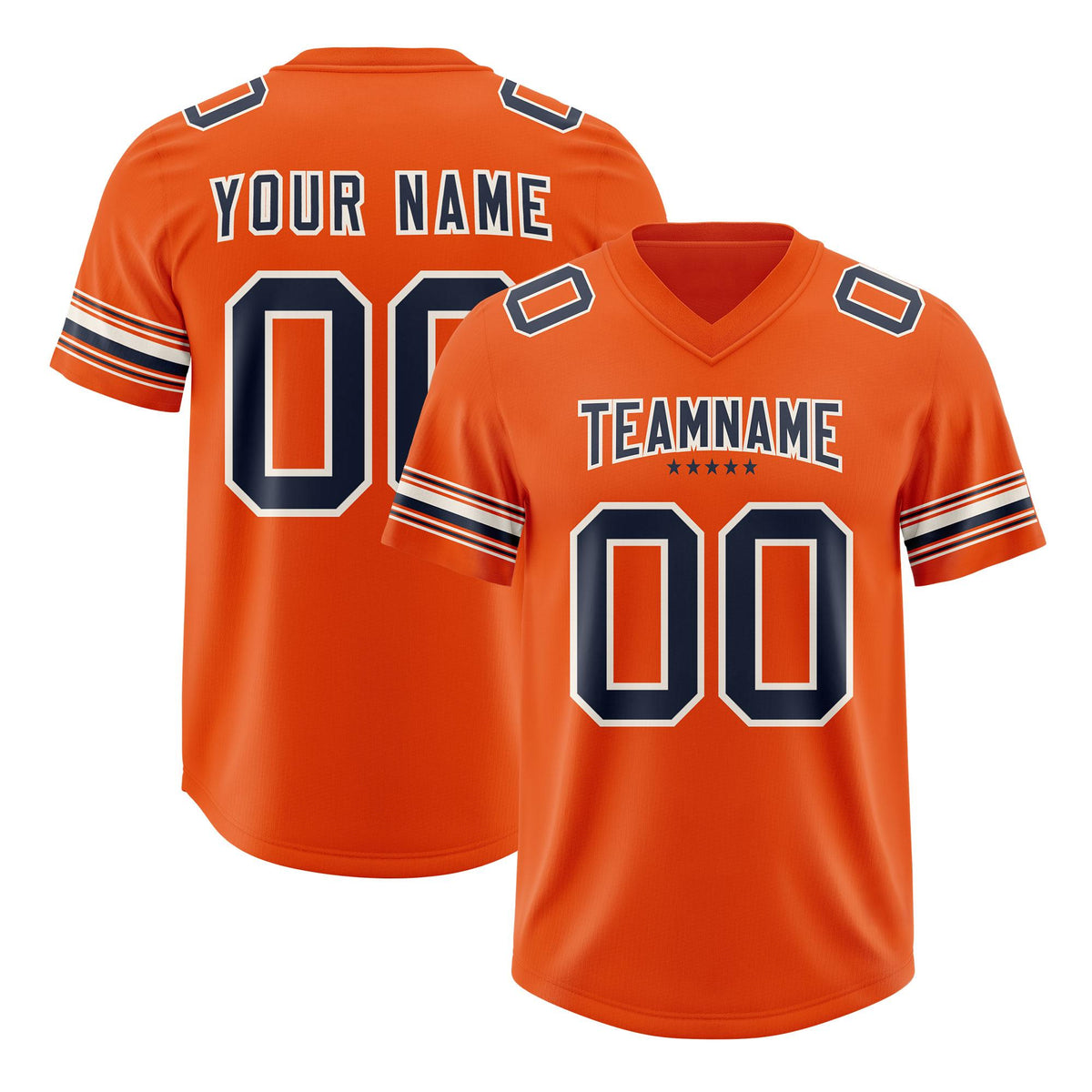 Custom Orange Navy Retro Personalized Sleeve Line Authentic American Football Jersey