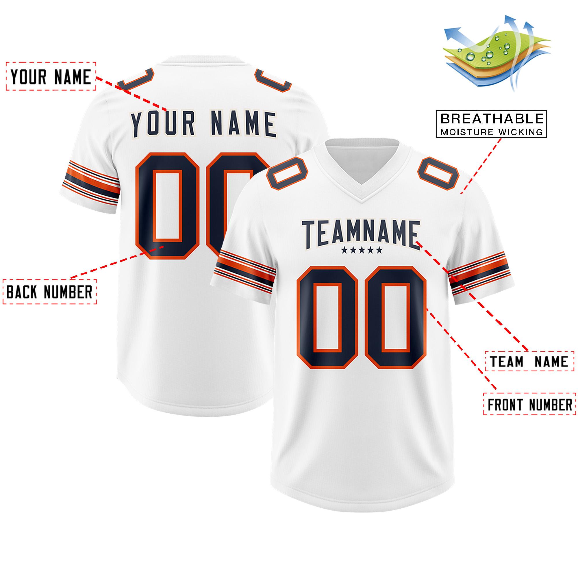 Custom White Navy Retro Personalized Sleeve Line Authentic American Football Jersey | KXKSHOP