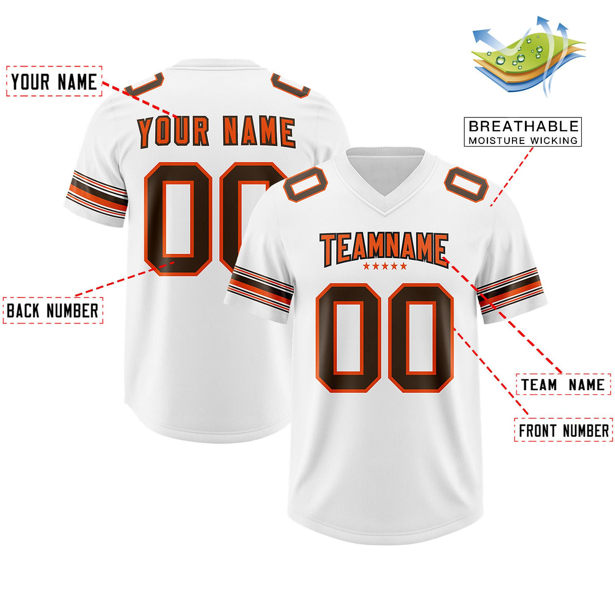 Custom White Brown Retro Personalized Sleeve Line Authentic American Football Jersey