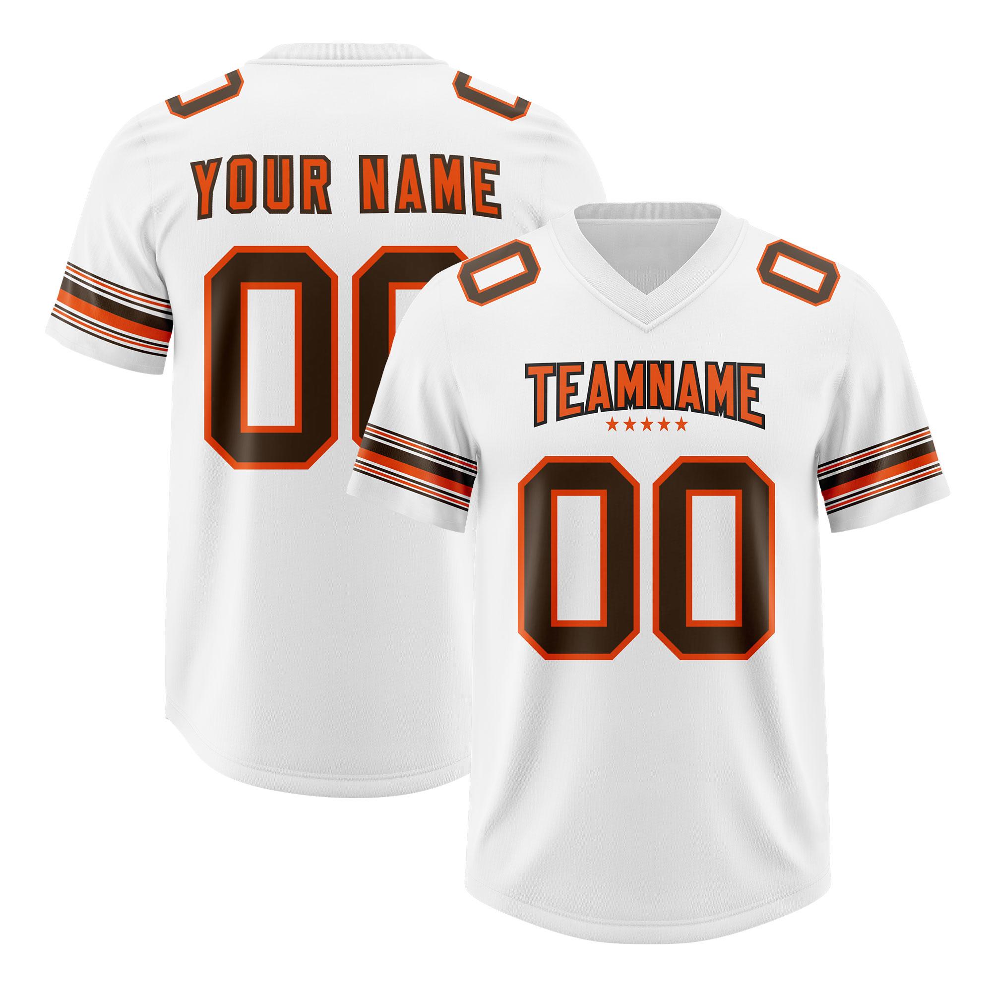 Custom White Brown Retro Personalized Sleeve Line American Football Jersey | KXKSHOP