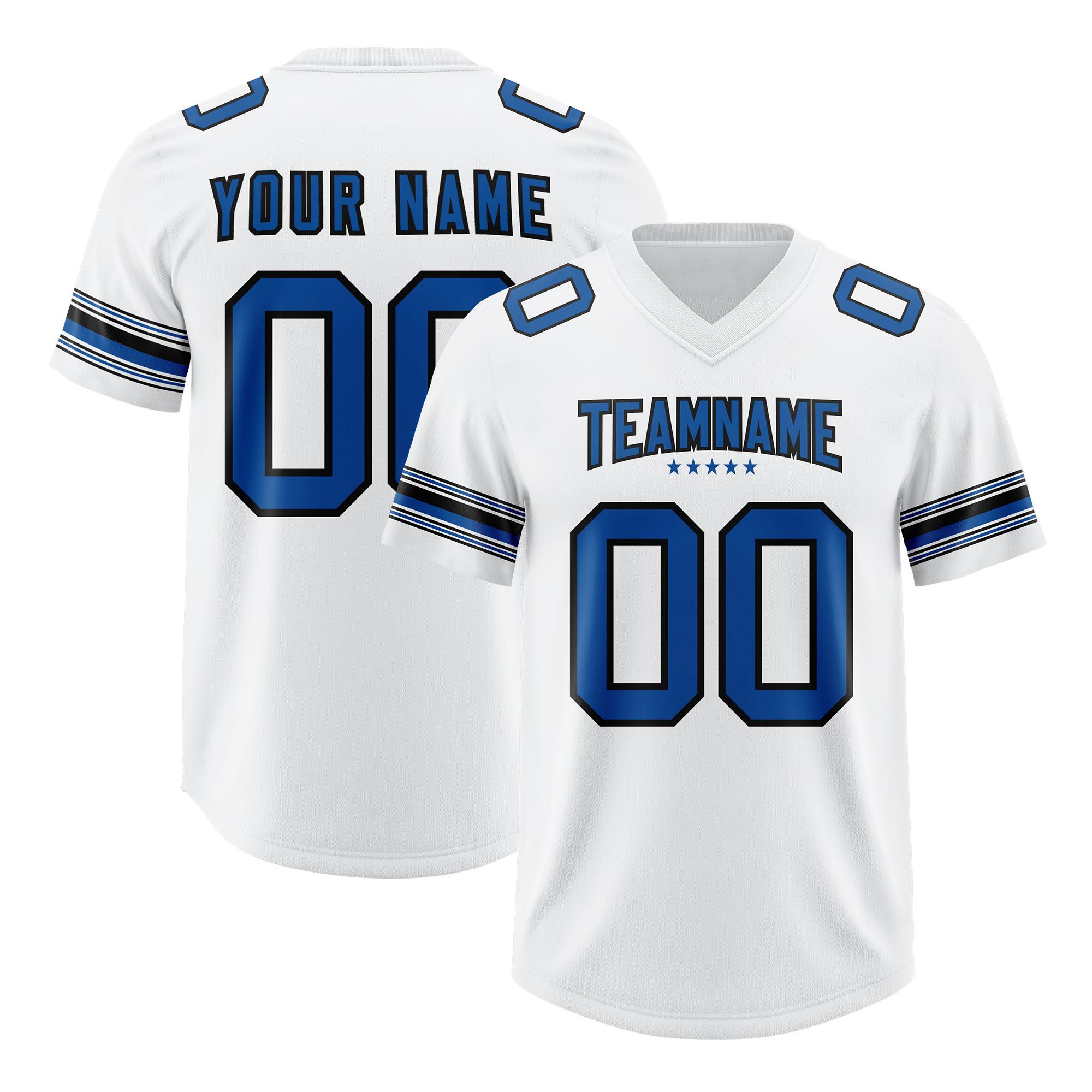 Custom White Royal Retro Personalized Sleeve Line Authentic American Football Jersey | KXKSHOP
