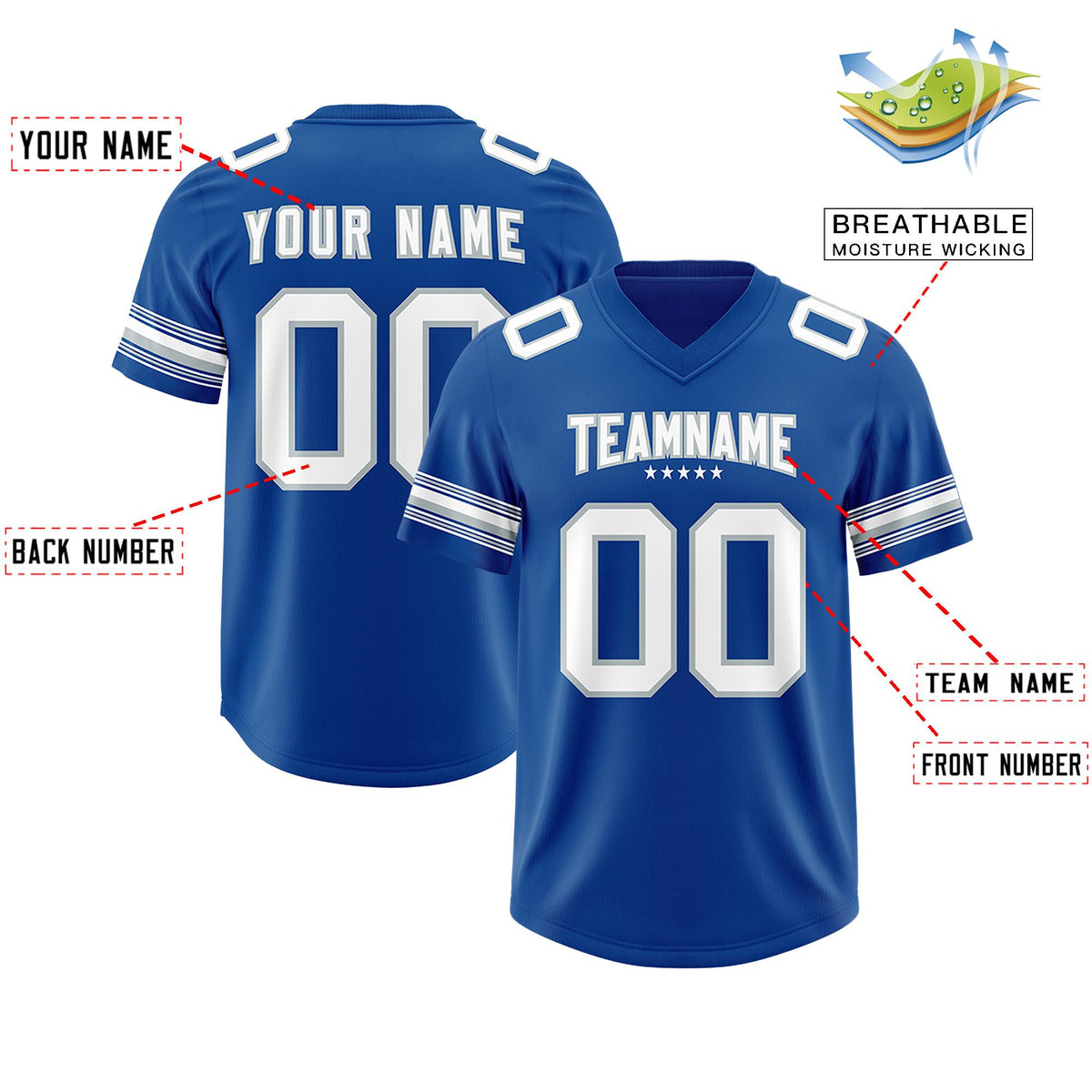 Custom Royal White Retro Personalized Sleeve Line Authentic American Football Jersey