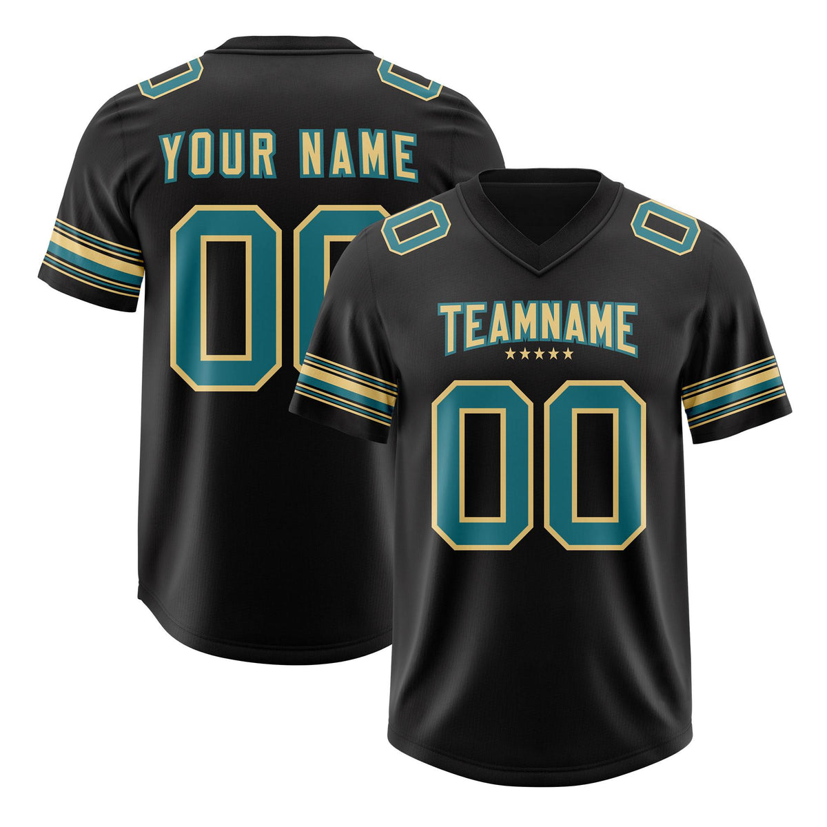 Custom Black Aqua Retro Personalized Sleeve Line Authentic American Football Jersey