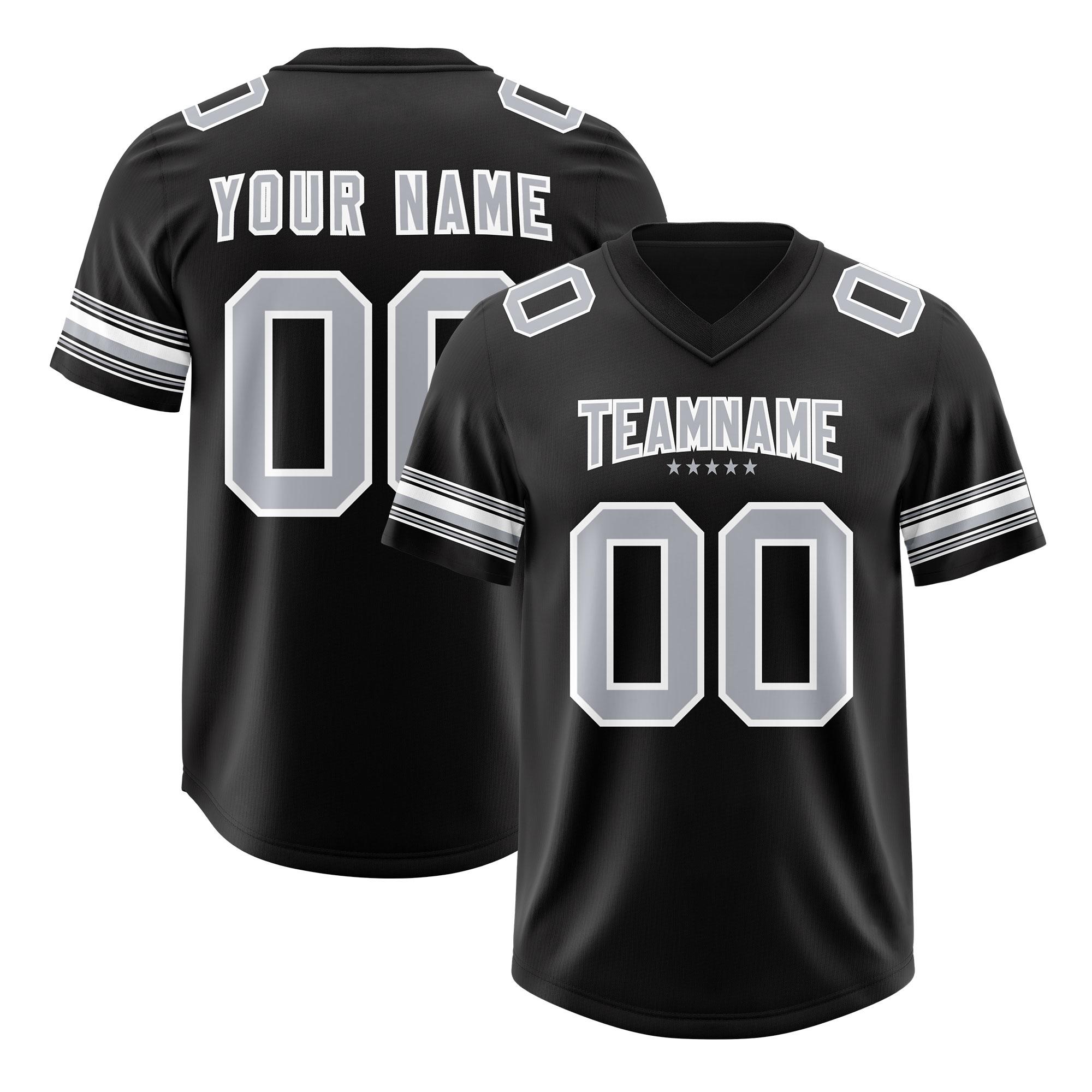 Custom Black Silver Retro Personalized Sleeve Line American Football Jersey | KXKSHOP