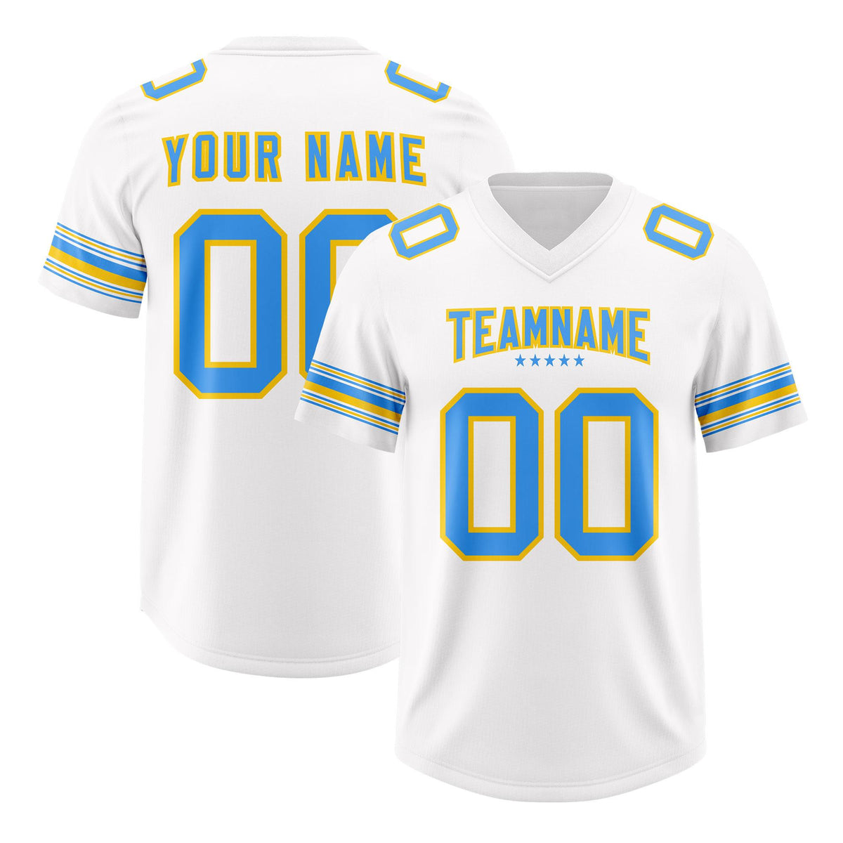 Custom White Powder Blue Retro Personalized Sleeve Line Authentic American Football Jersey