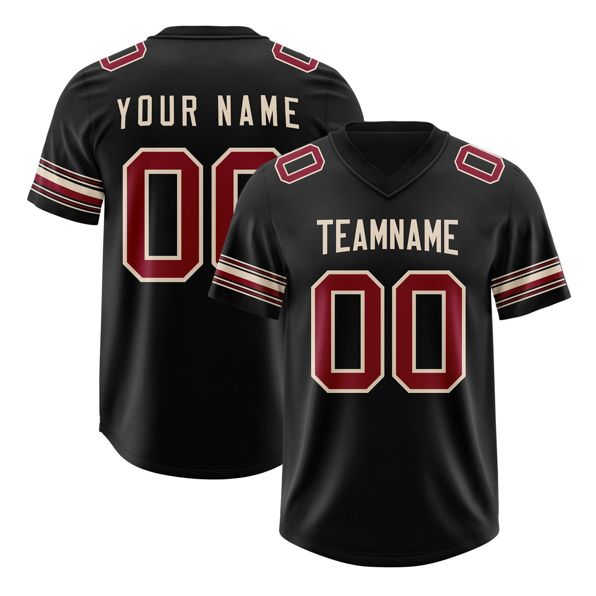 Custom Black Red Retro Personalized Sleeve Line Authentic American Football Jersey